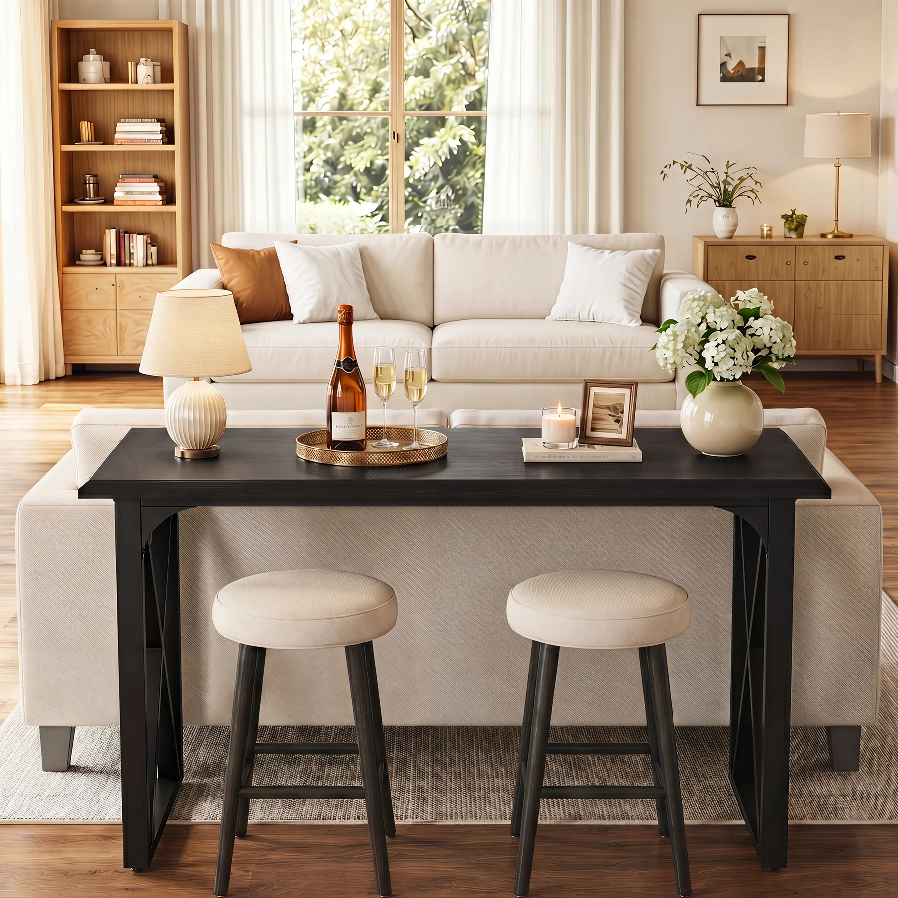 55" Rectangle Bar Table, Counter Height Pub Table for Dining Room, Kitchen - Image 5