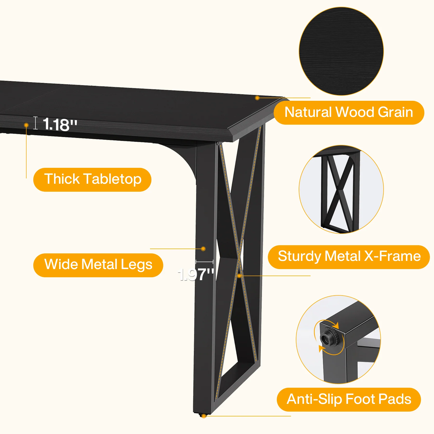 55" Rectangle Bar Table, Counter Height Pub Table for Dining Room, Kitchen - Image 6