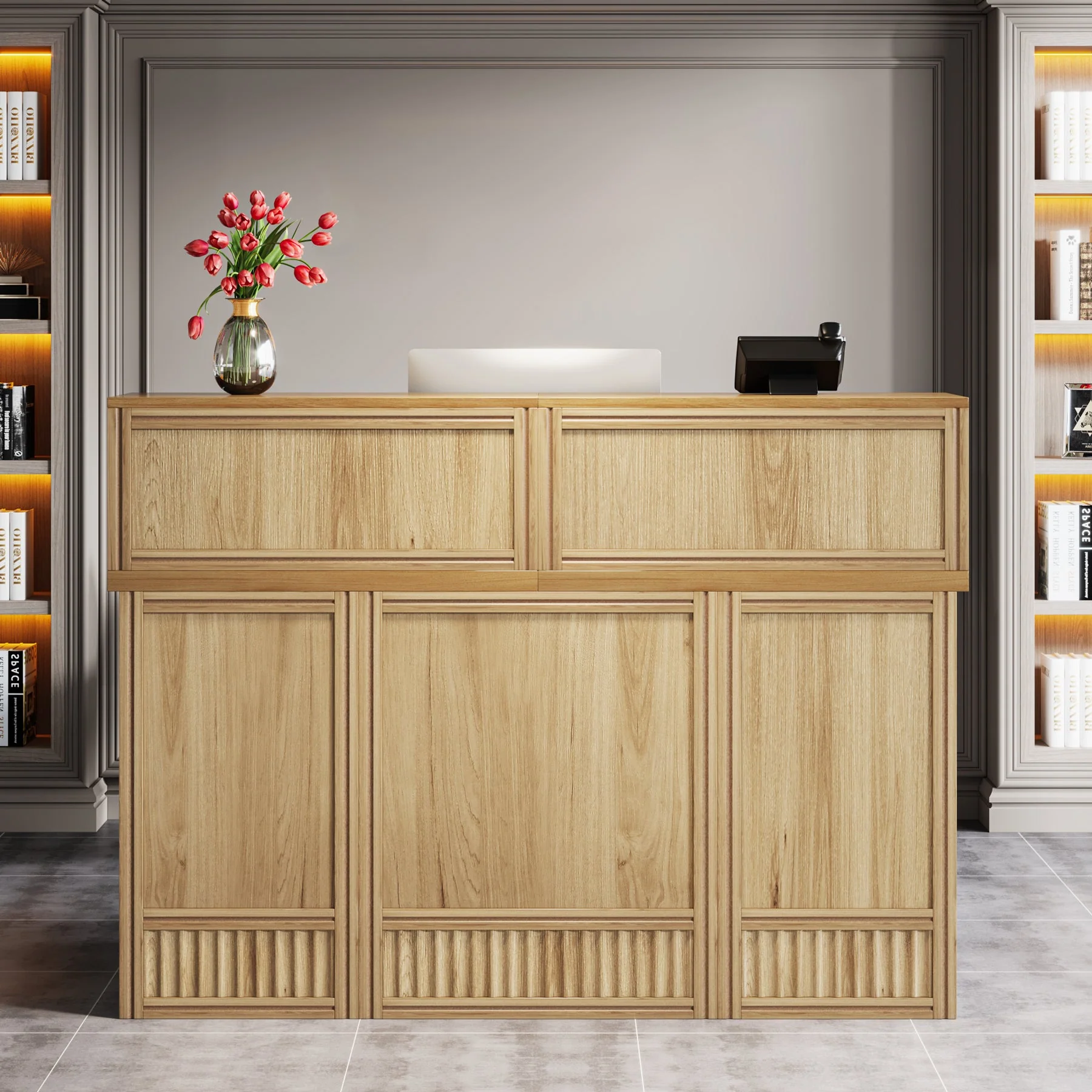 57" Reception Desk Front Desk with Counter & Metal Frame - Image 5