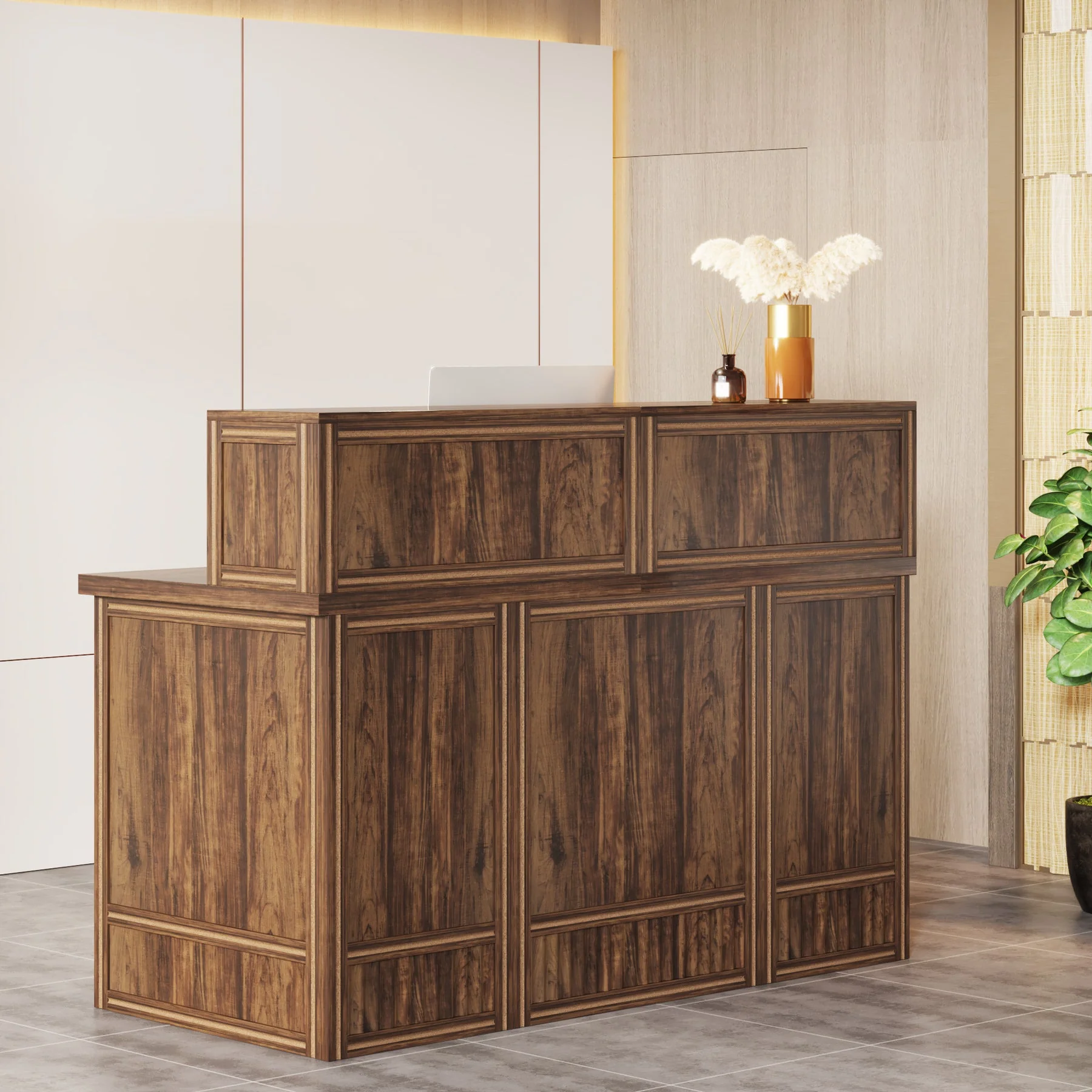 57" Reception Desk Front Desk with Counter & Metal Frame - Image 9