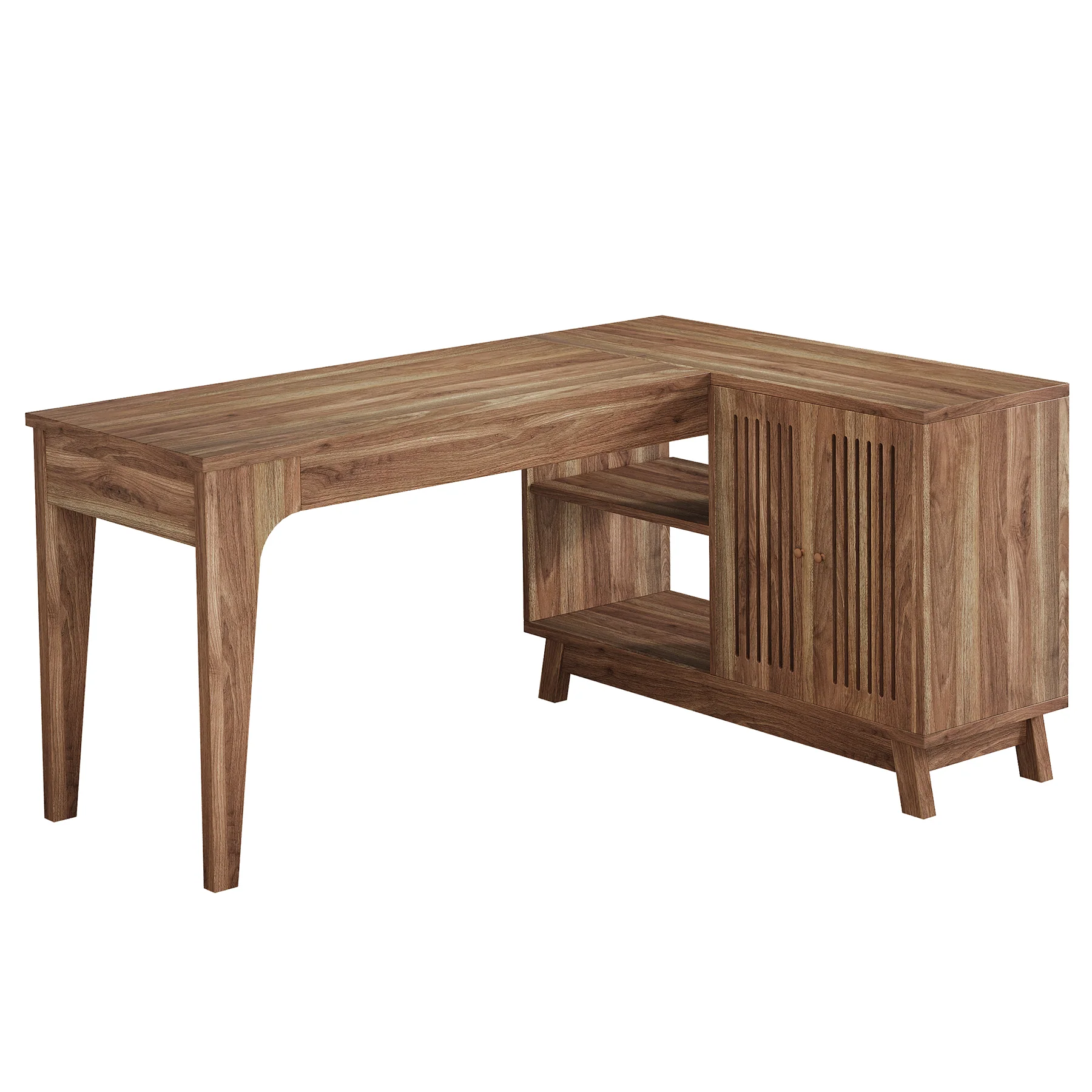 57" L-Shaped Corner Desk, Wood Computer Desk Study Writing Table with Cabinet - Image 11