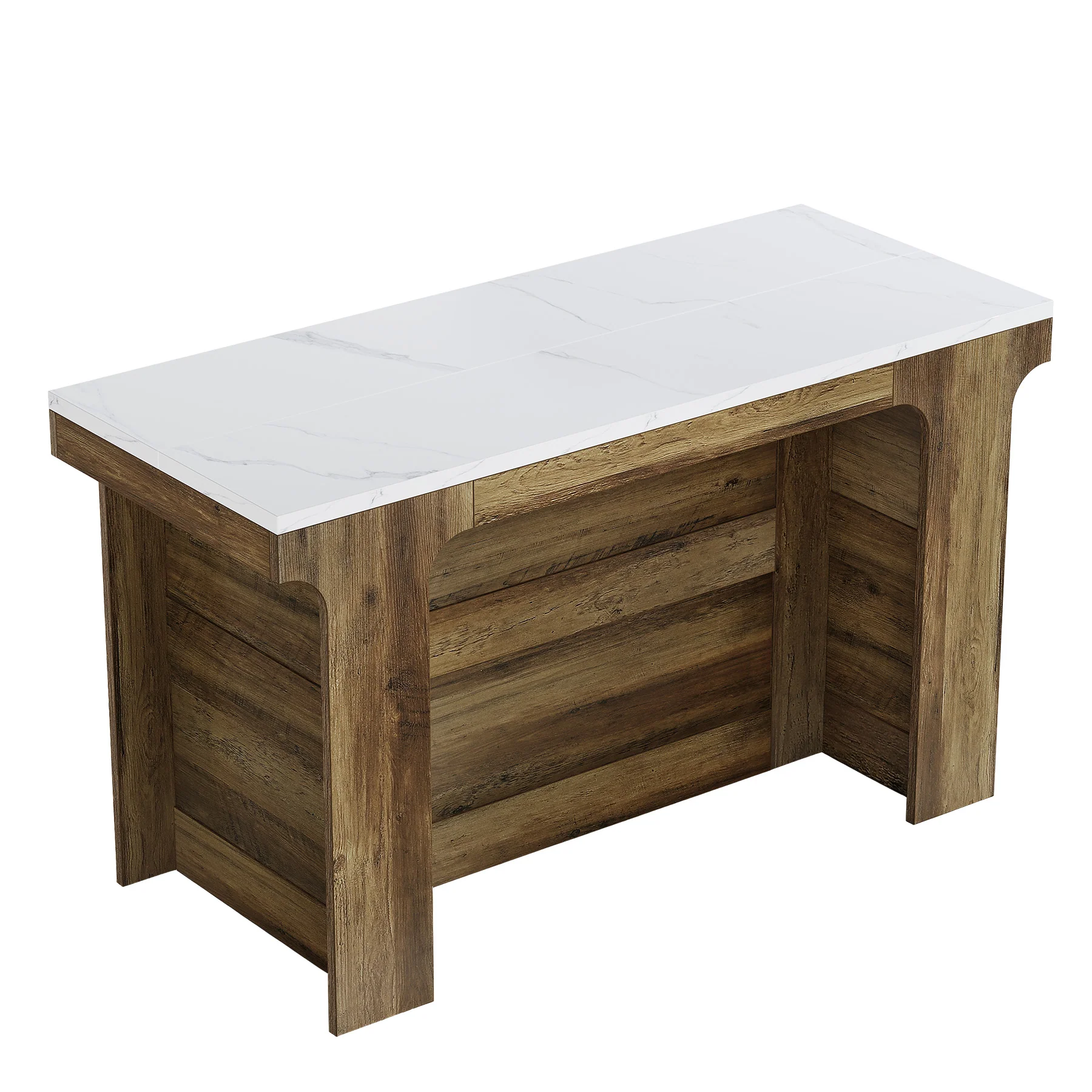 59'' Bar Table, Modern Counter Height Table with Faux Marble Top for Kitchen, Bistro - Image 8