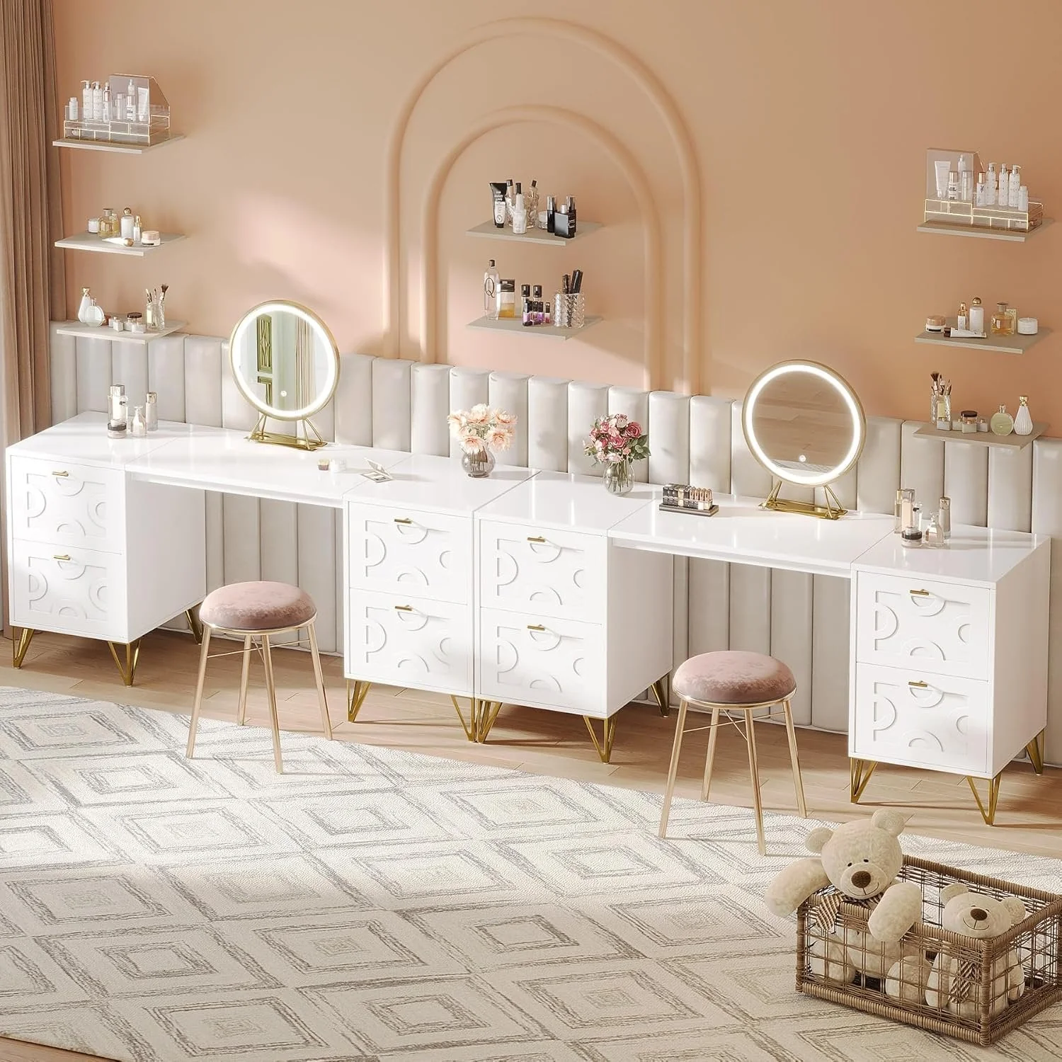 59" Makeup Vanity Desk, Modern Dressing Table with 4 Drawers (Without Mirror) - Image 5