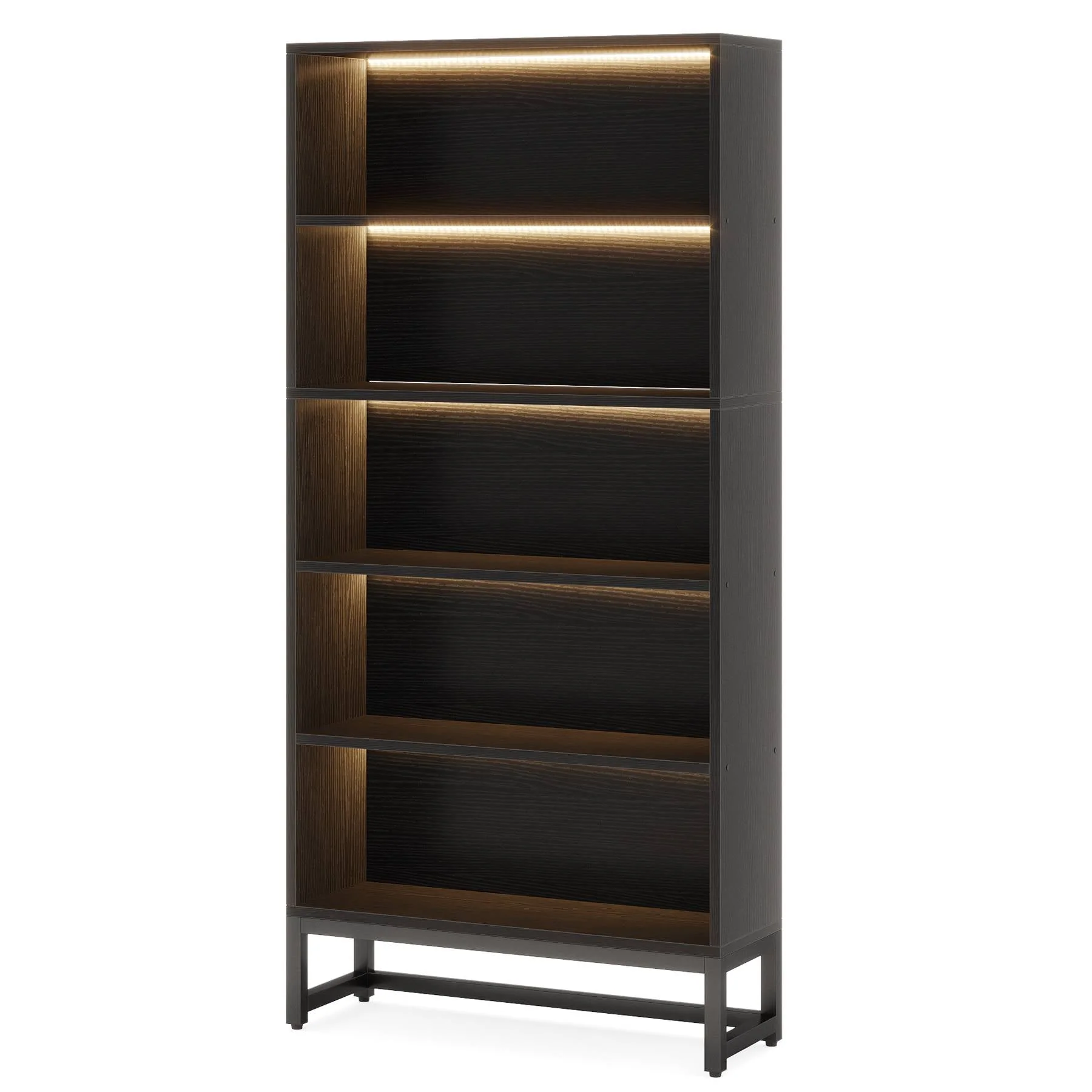 70.8" Bookcase, Large Bookshelf Organizer with 5-Tier Storage Shelves - Image 14