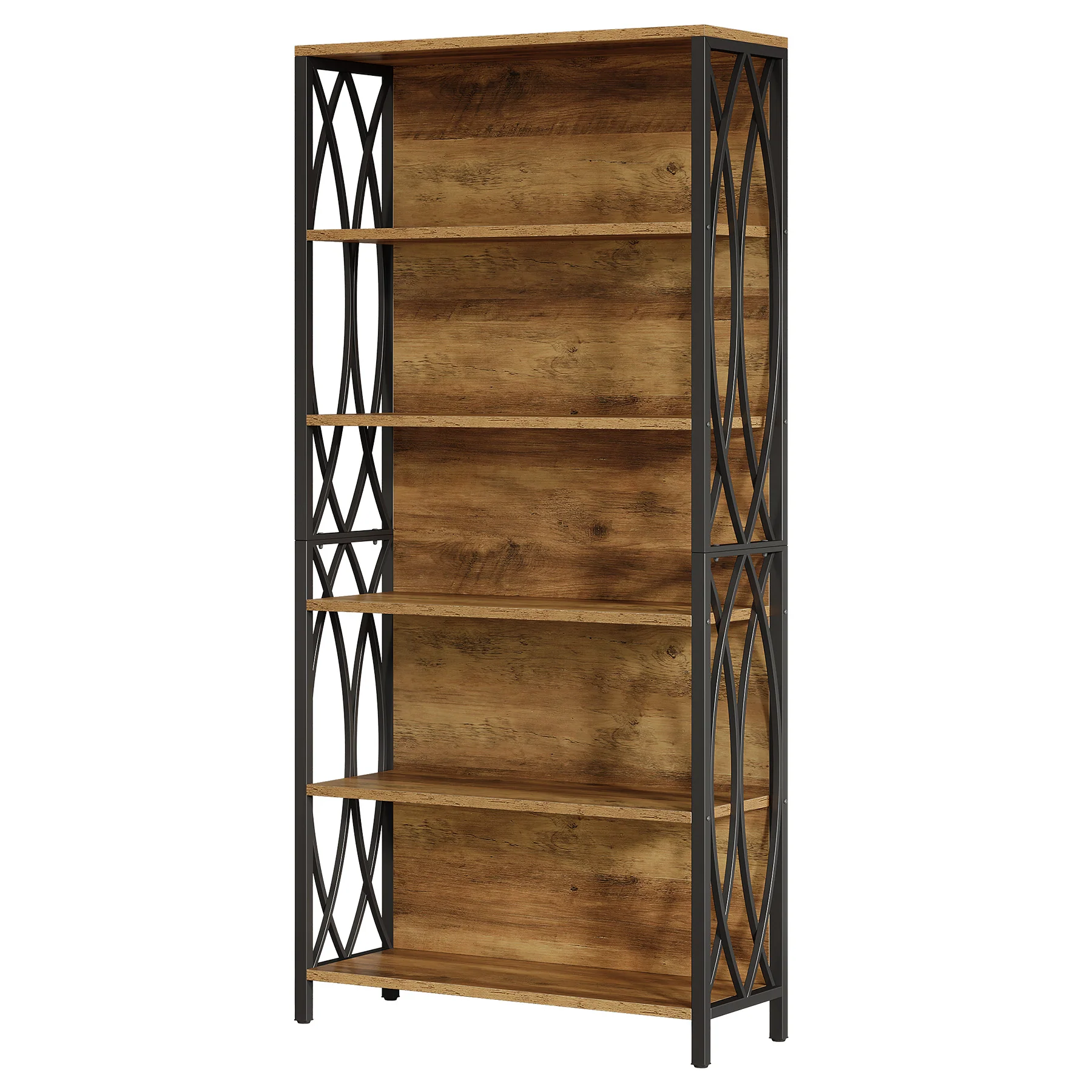 6-Tier Bookshelf, 70.87" Industrial Bookcase with Geometric Metal Frame - Image 10