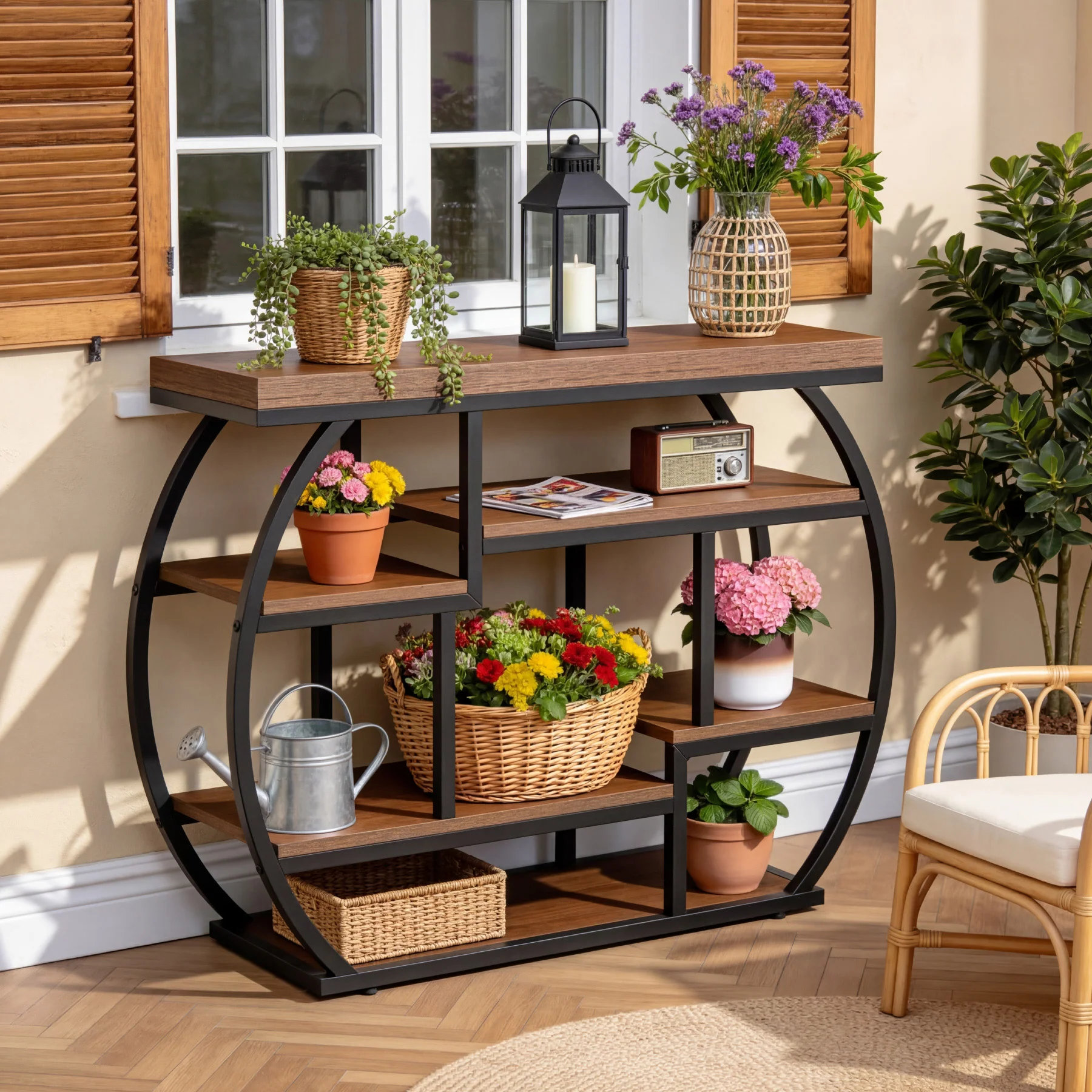 6-Tier Console Table, 39.4" Sofa Entryway Table with Shelves for Hallway - Image 3
