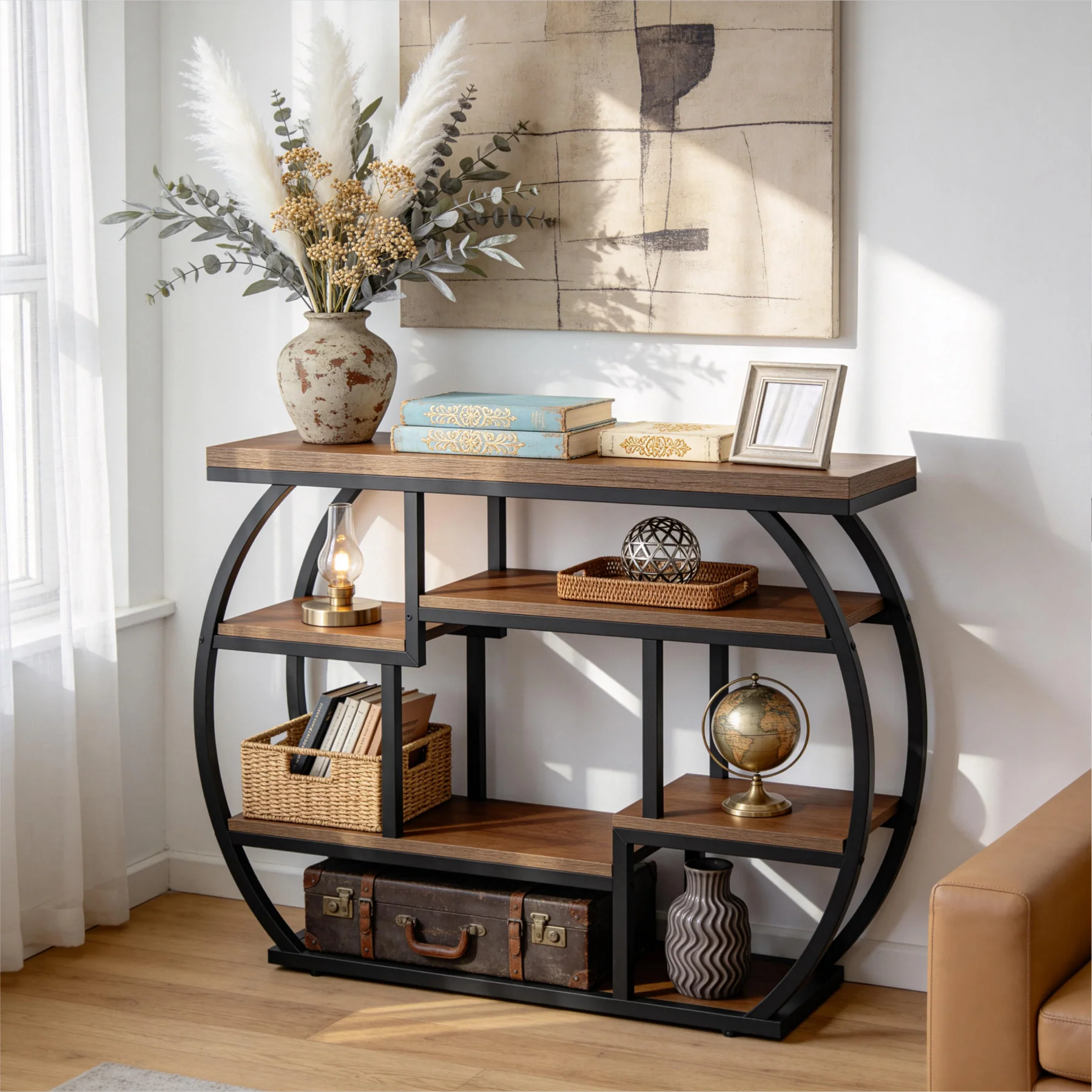 6-Tier Console Table, 39.4" Sofa Entryway Table with Shelves for Hallway - Image 4