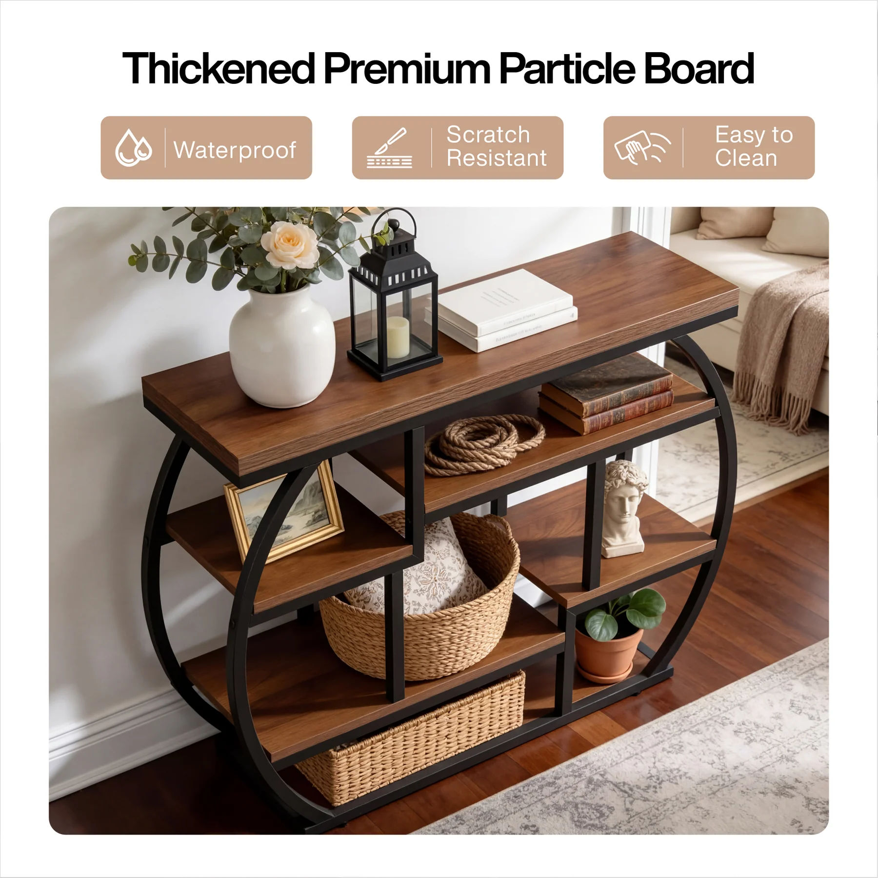 6-Tier Console Table, 39.4" Sofa Entryway Table with Shelves for Hallway - Image 6