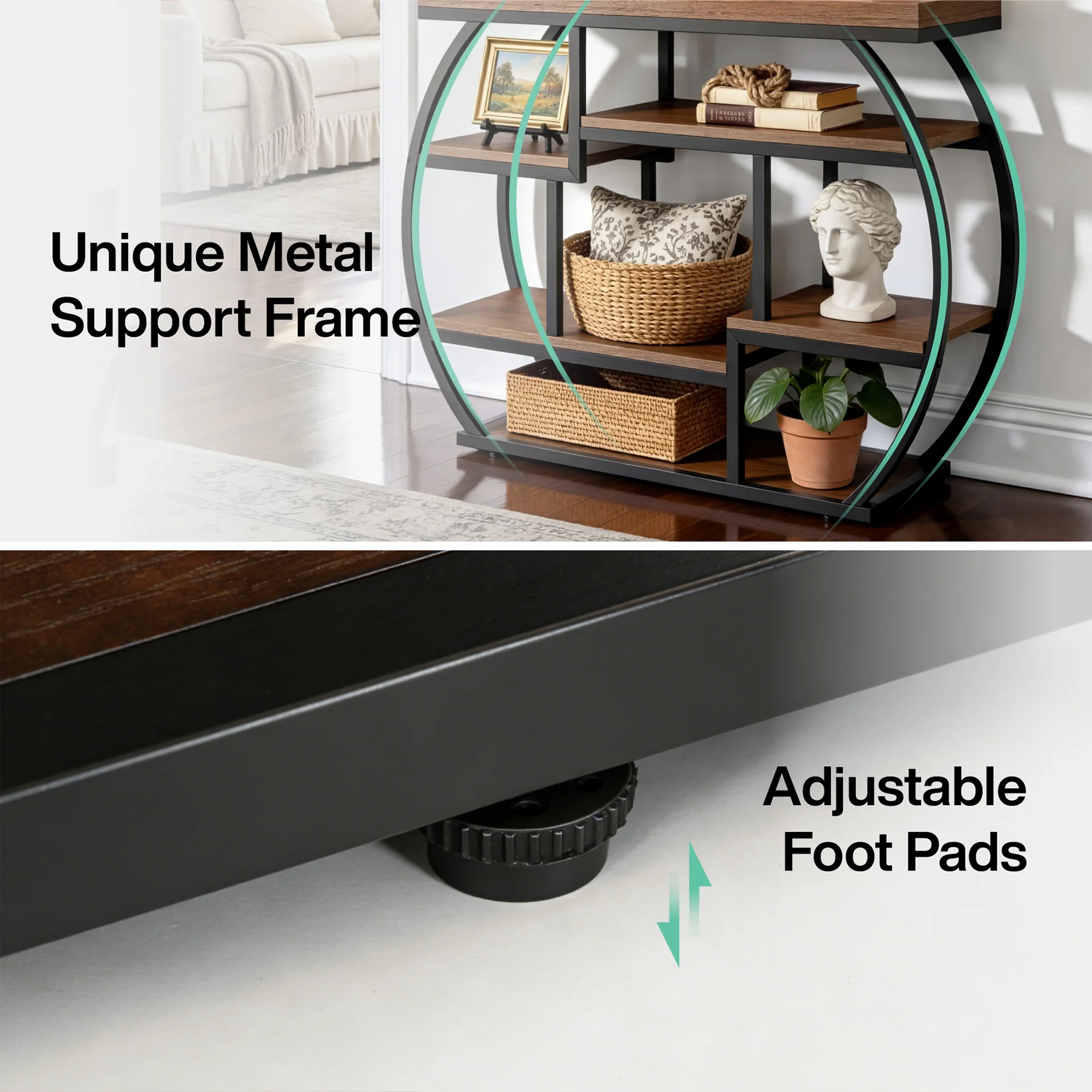 6-Tier Console Table, 39.4" Sofa Entryway Table with Shelves for Hallway - Image 7