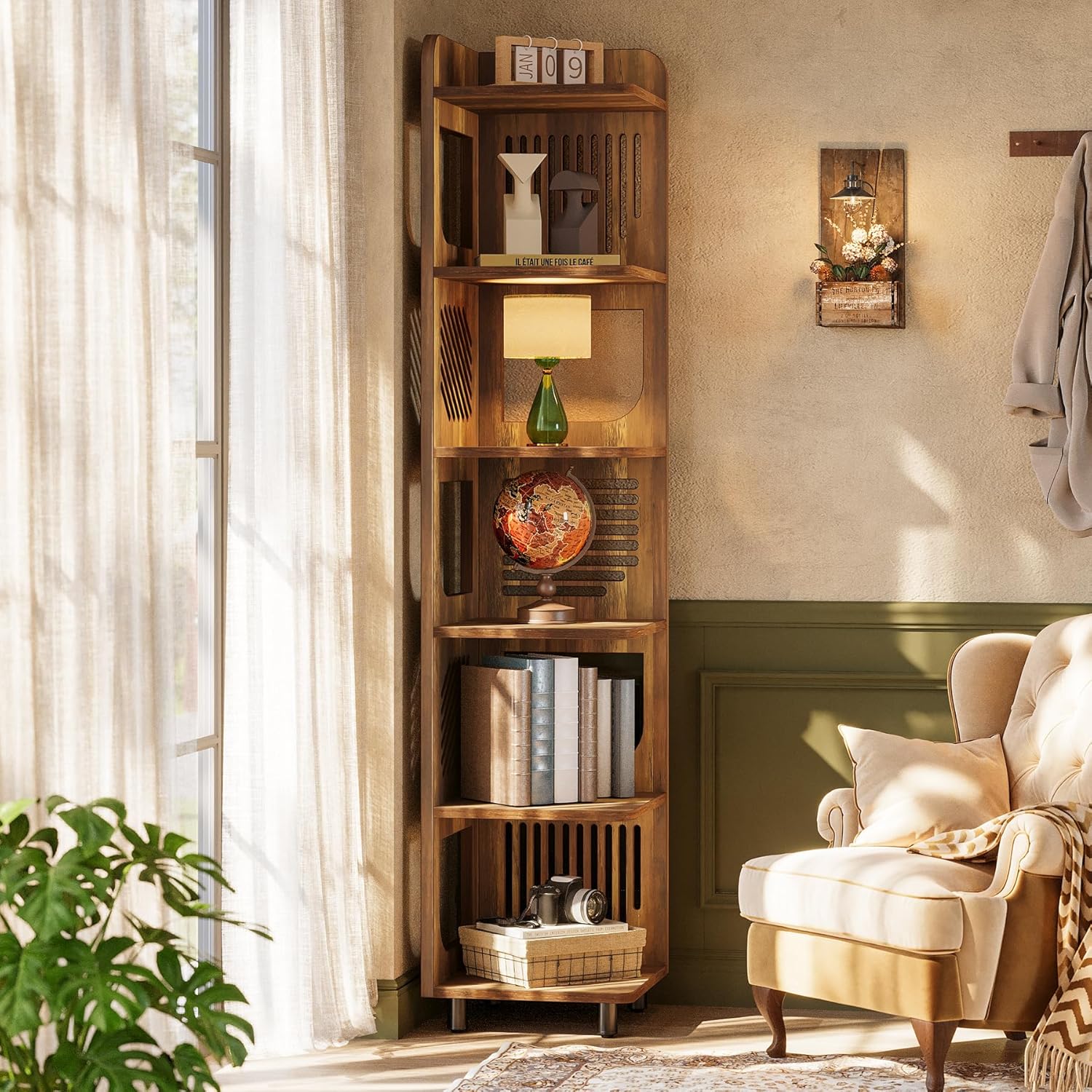 Tribesigns 6-Tier Corner Shelf, Tall Skinny Display Bookcase for Small Spaces - Image 15