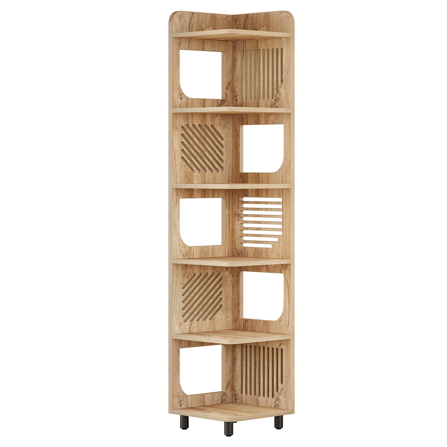71" Corner Shelf, Narrow Bookshelf Display Shelf with Storage Rack - Image 9