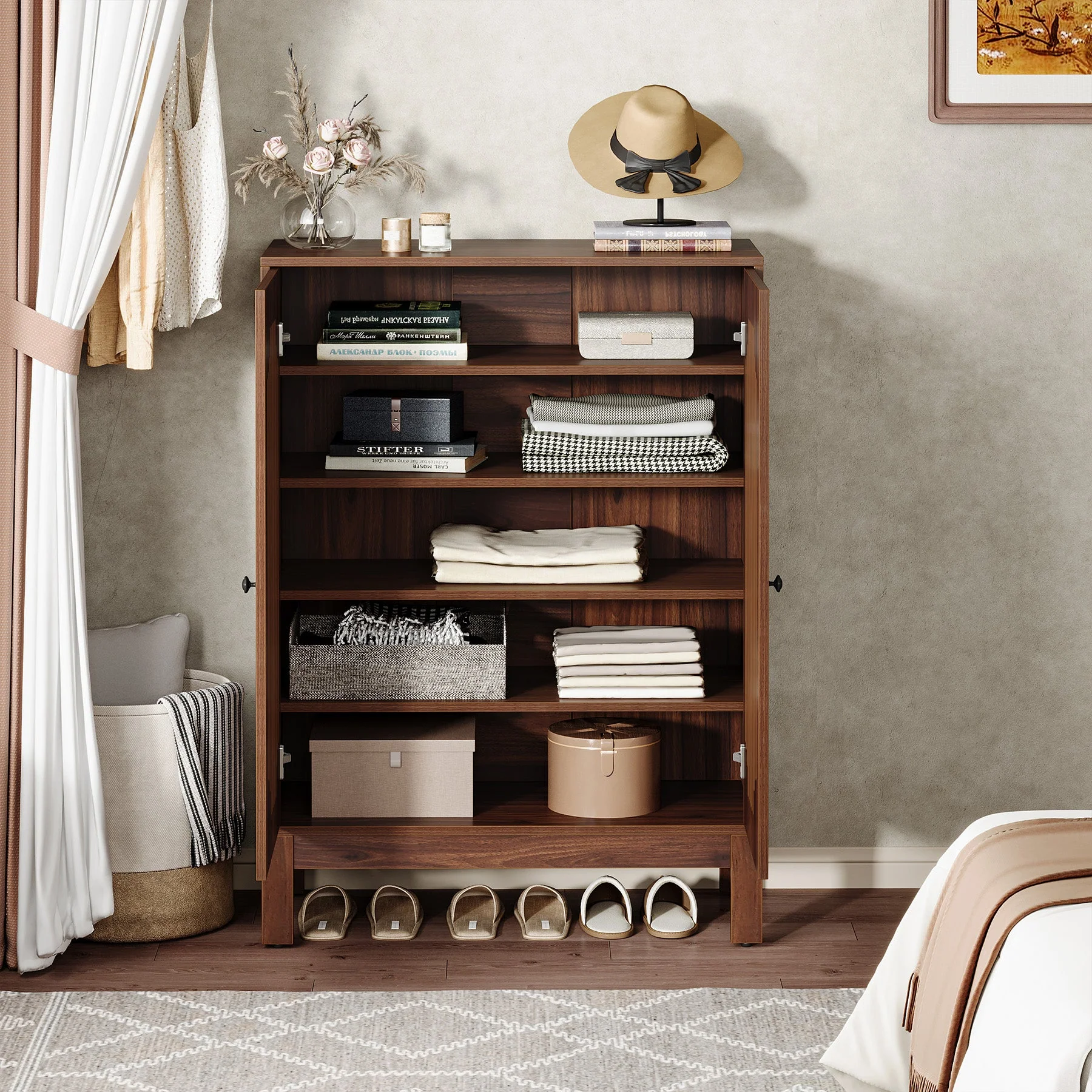20 Pairs Shoe Cabinet, 6-Tier Shoe Storage Organizer with Adjustable Shelves - Image 5