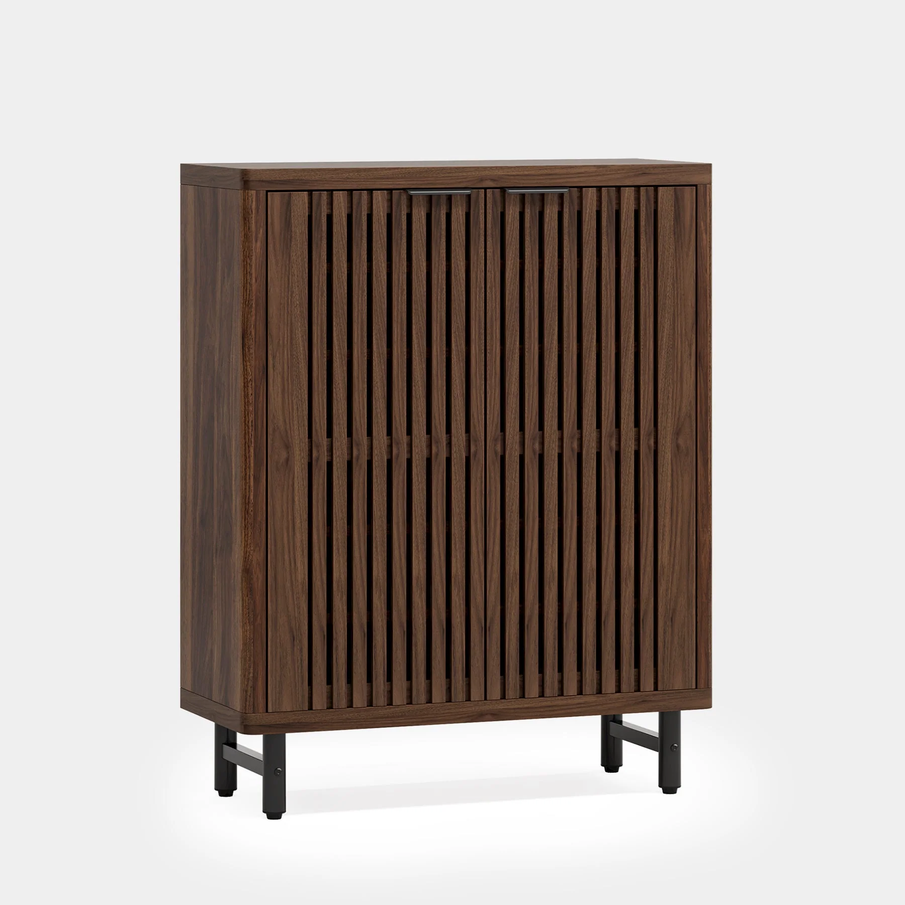 6-Tier Wooden Shoe Cabinet with Louvered Doors & Adjustable Shelves - Image 11