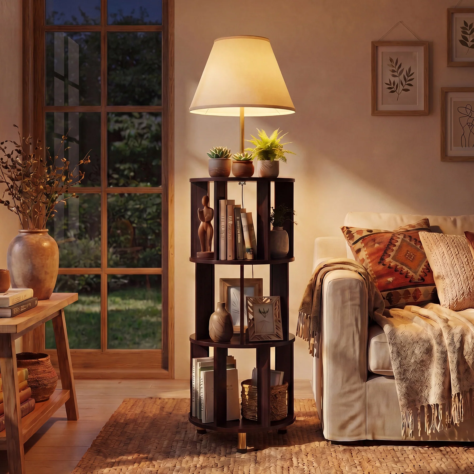 Floor Lamp with 3-Tier Open Bookshelf, 62.2" Tall Standing Lamp for Home Office - Image 3