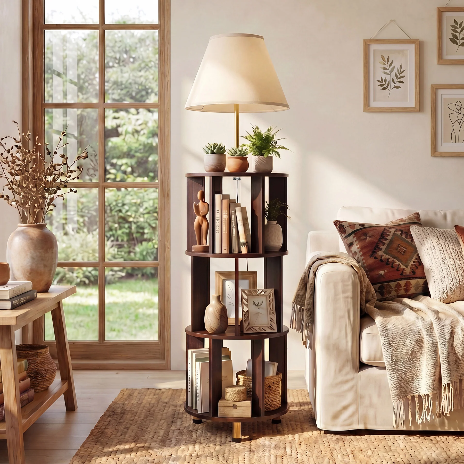 Floor Lamp with 3-Tier Open Bookshelf, 62.2" Tall Standing Lamp for Home Office - Image 4