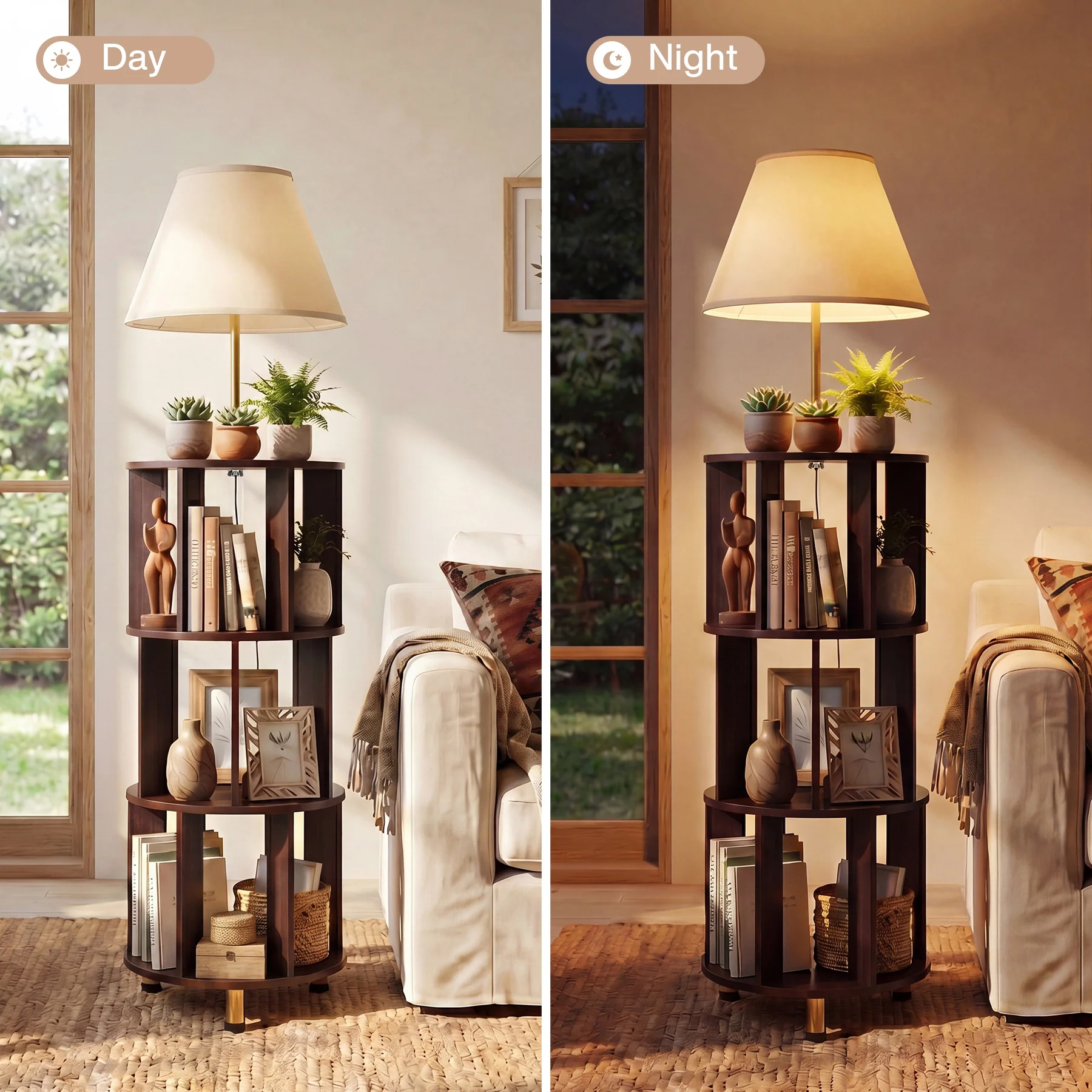 Floor Lamp with 3-Tier Open Bookshelf, 62.2" Tall Standing Lamp for Home Office - Image 9