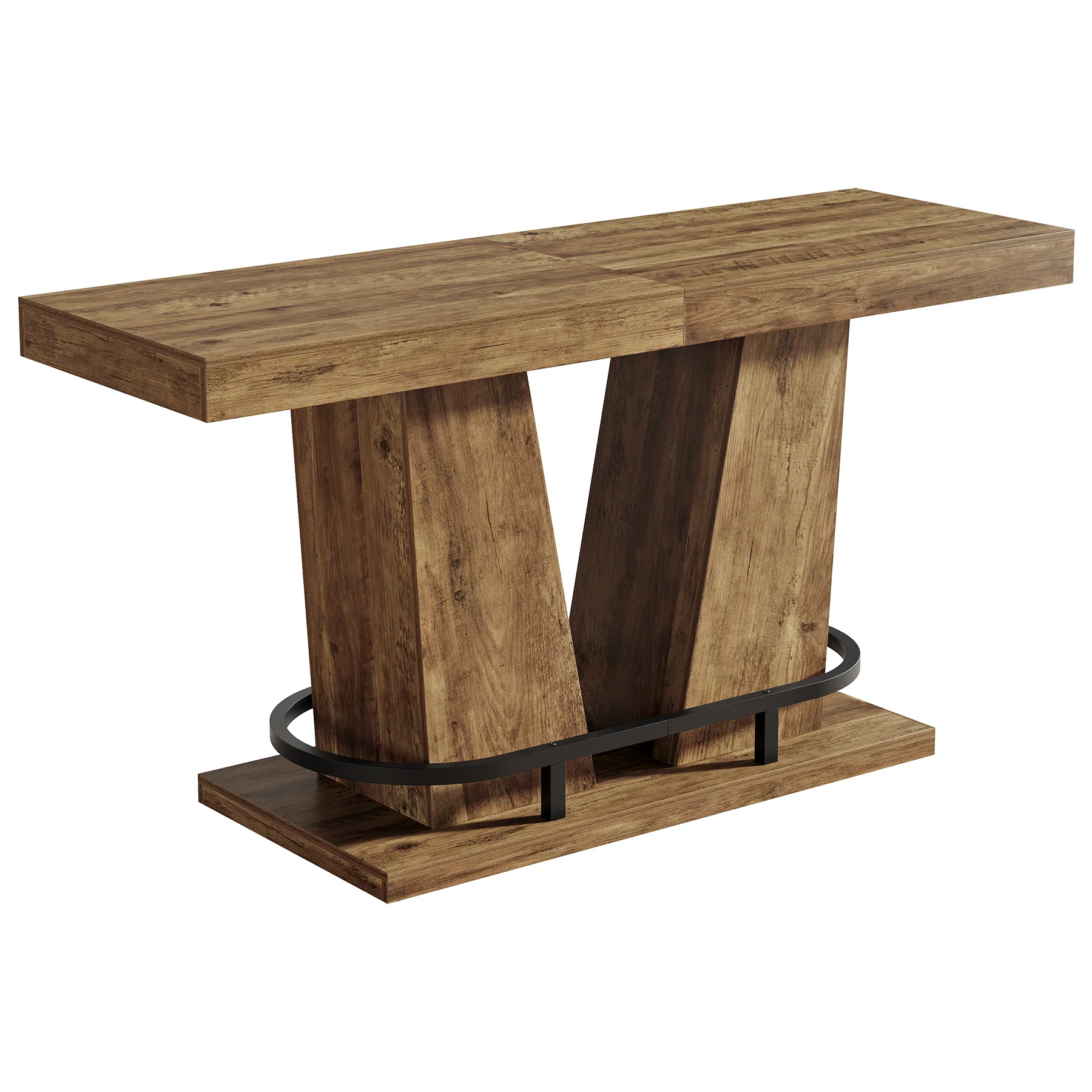 62.99" Bar Table for 4-6, Rectangle Counter Height Pub Table with Metal Footrest - Image 8