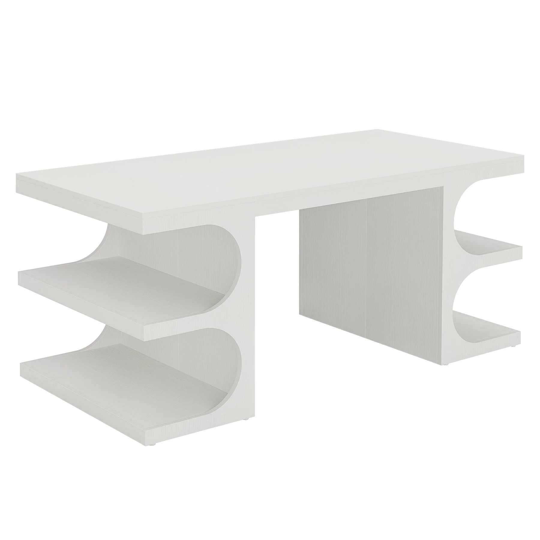 62" Executive Desk, Modern Office Computer Desk with Storage Shelves - Image 8