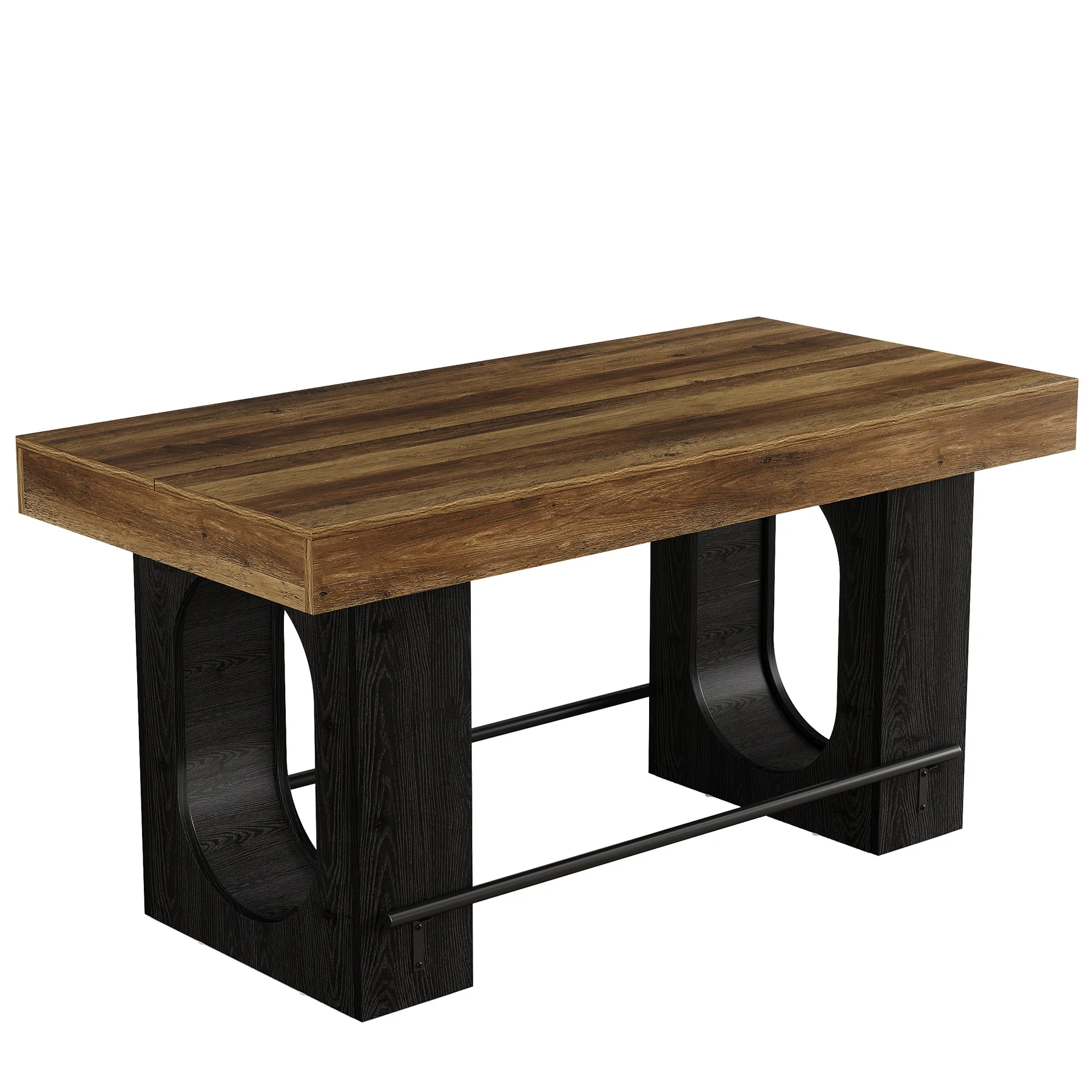 63" Bar Table, Industrial Counter Height Pub Table with Metal Footrest for Kitchen - Image 8