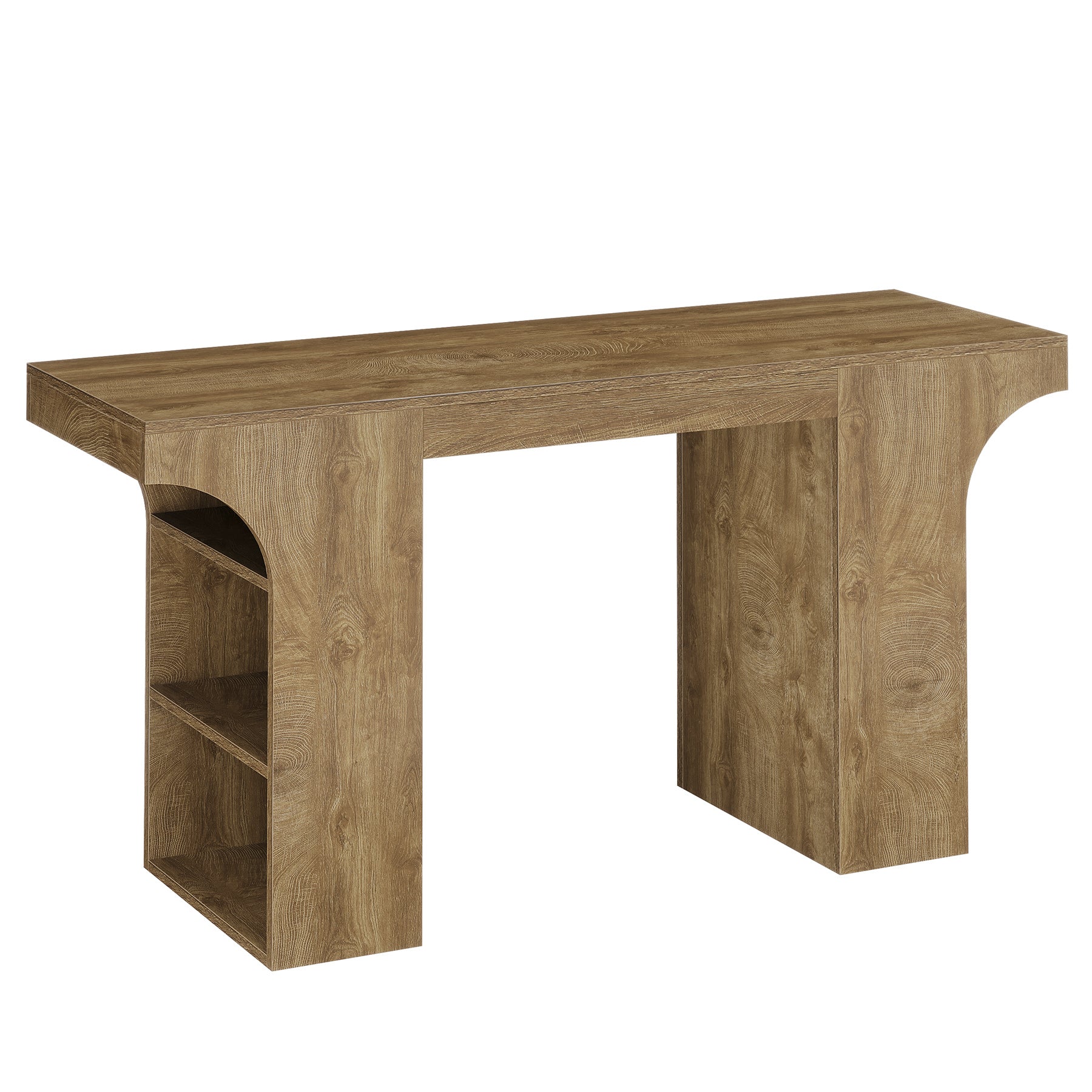 63" Bar Table, Rectangular Counter Height Pub Table with Storage Shelves - Image 10