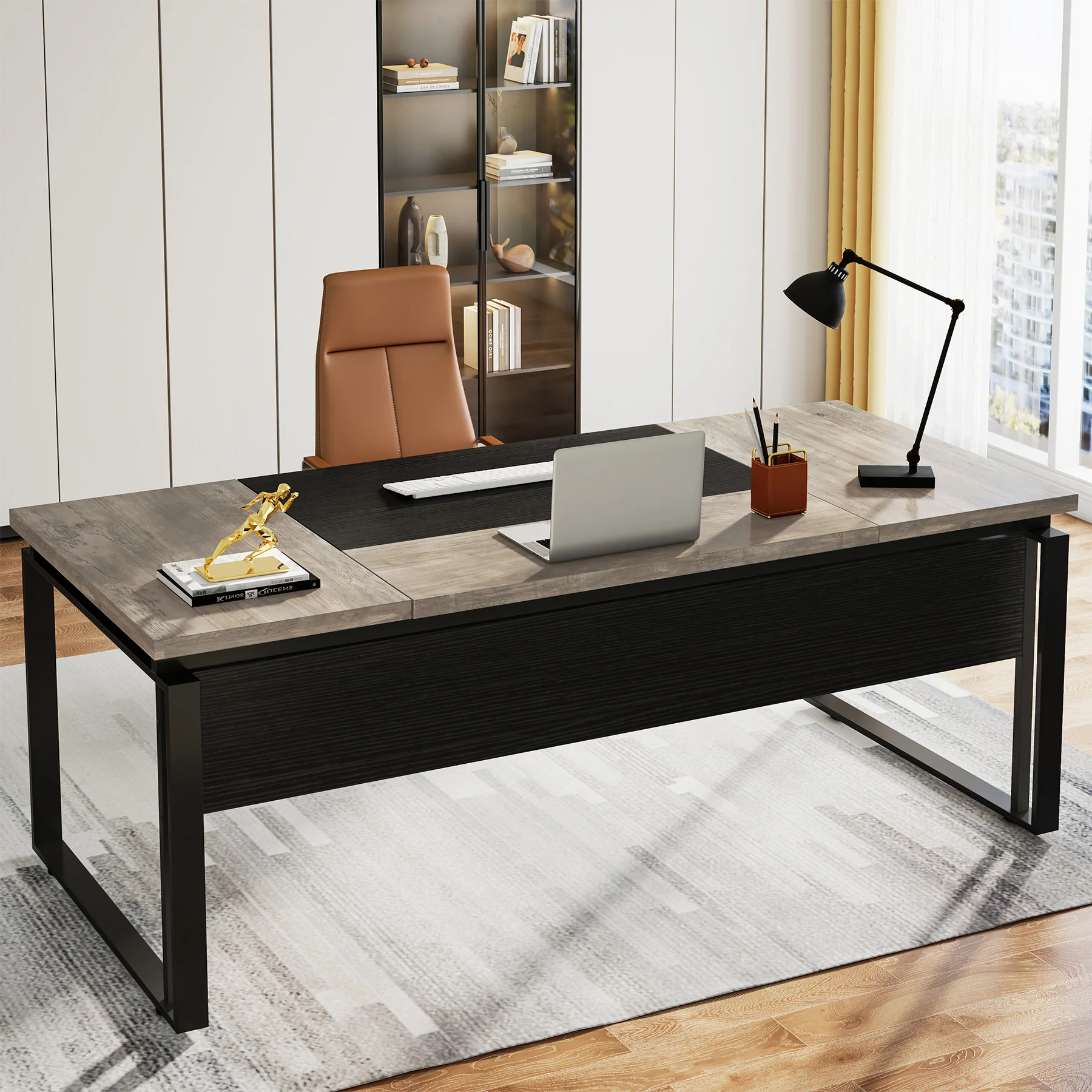63" Computer Desk, Modern Executive Desk with Sturdy Legs - Image 10