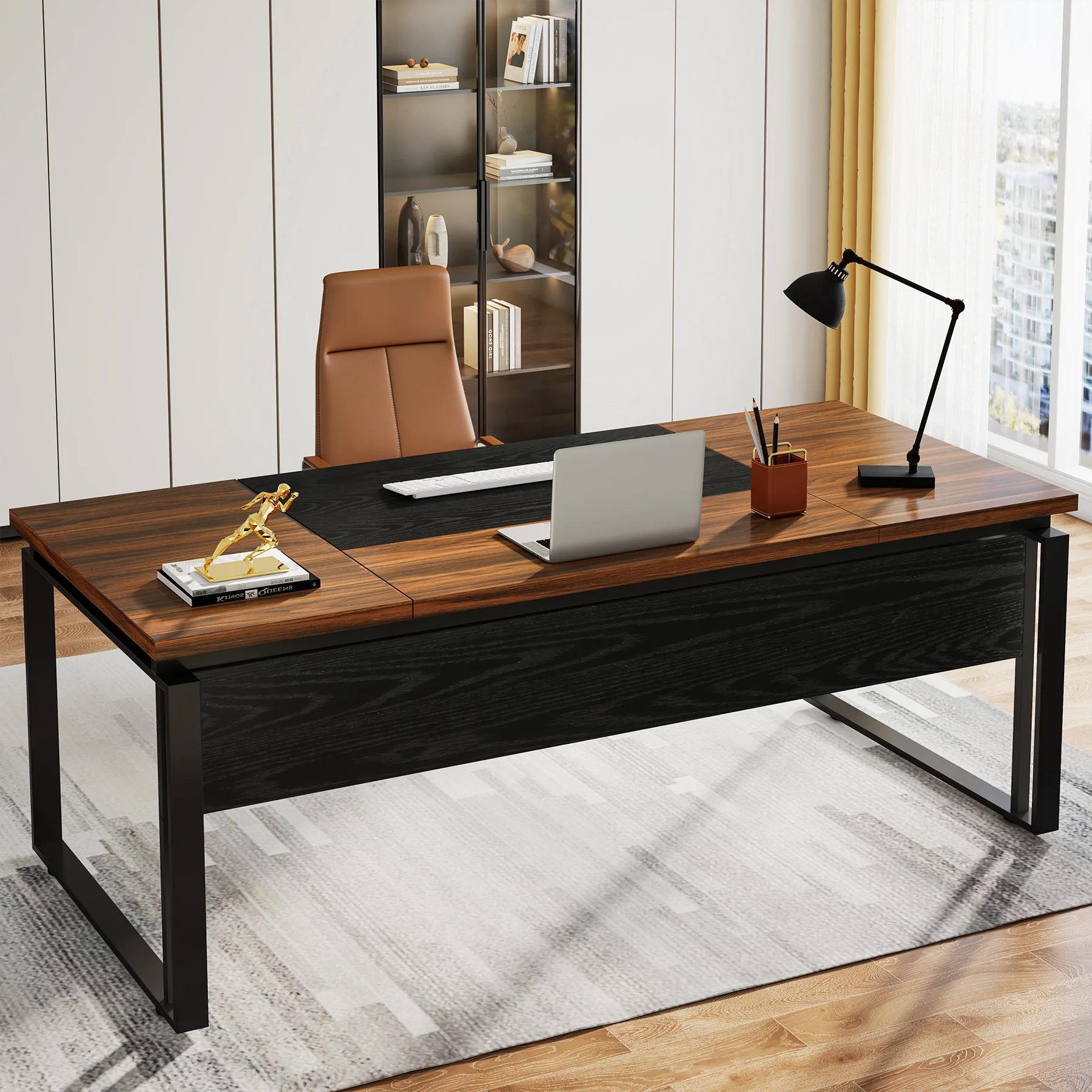 63" Computer Desk, Modern Executive Desk with Sturdy Legs - Image 12