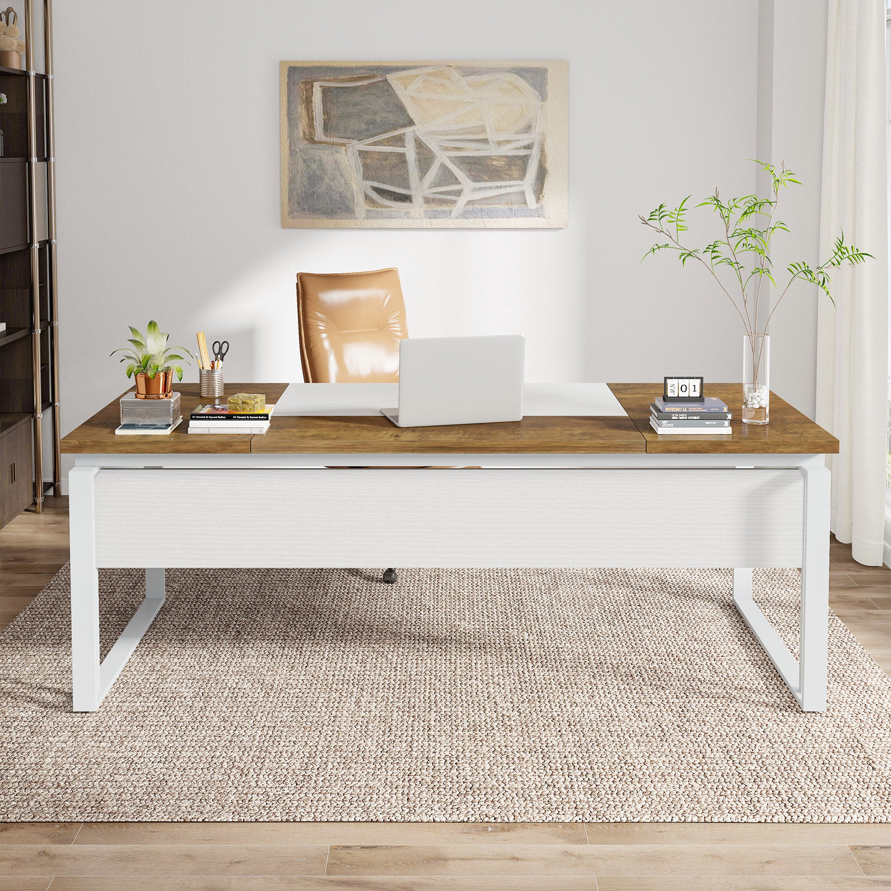 63" Computer Desk, Modern Executive Desk with Sturdy Legs - Image 5