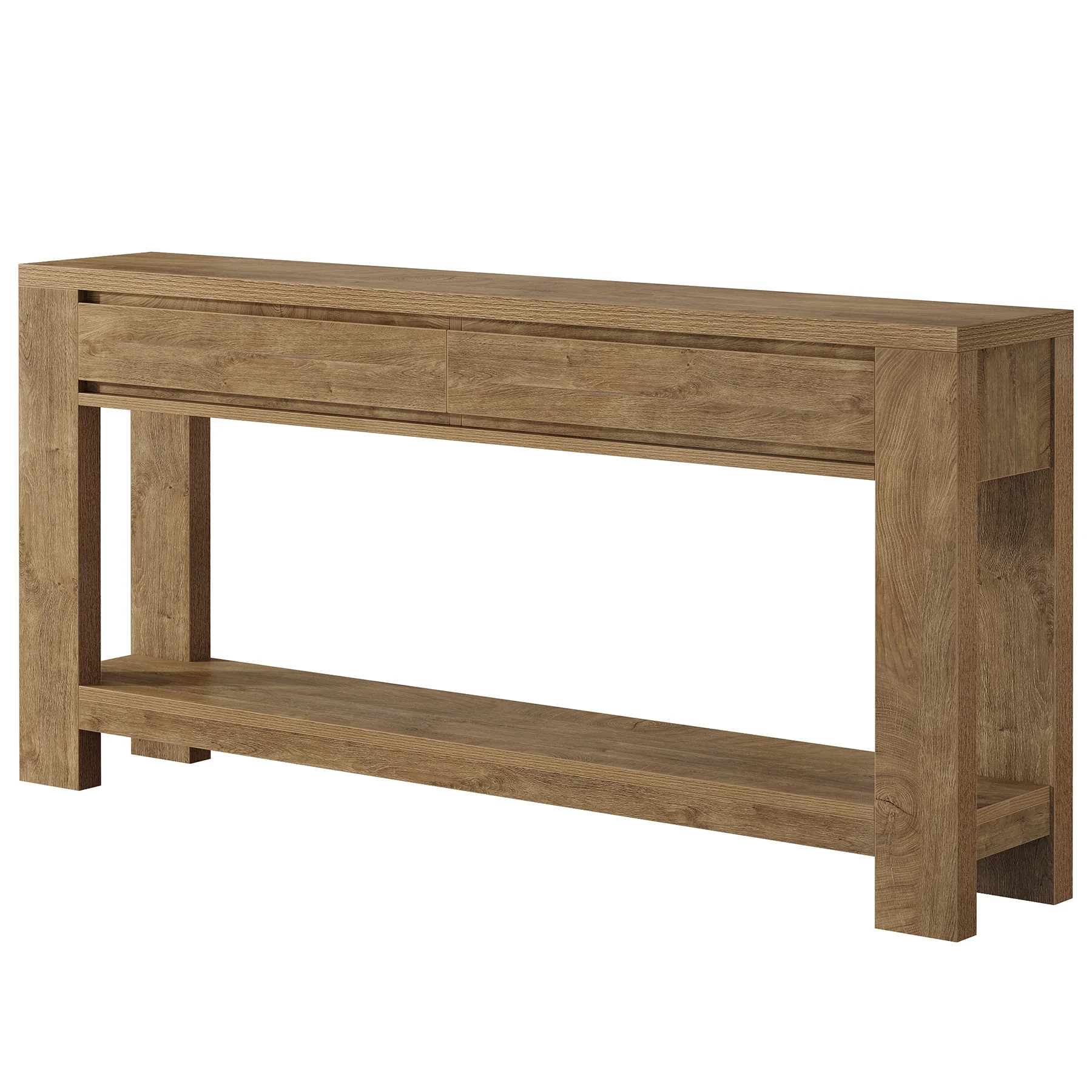 63" Console Table with 2 Storage Drawers, Farmhouse Entryway Table with Open Shelf - Image 8