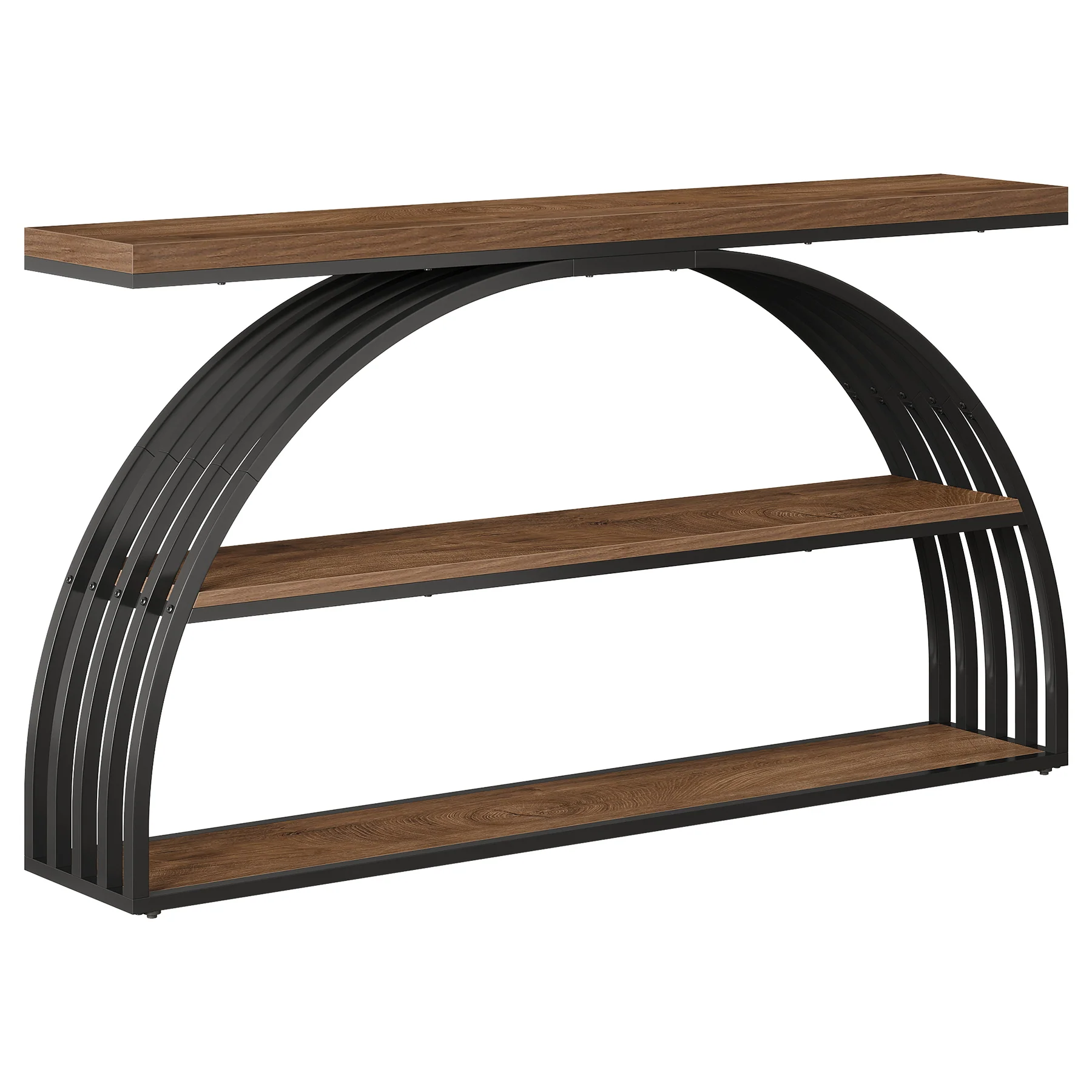 63" Console Table, 3-Tier Sofa  Entryway Table with Arched Frame - Image 8