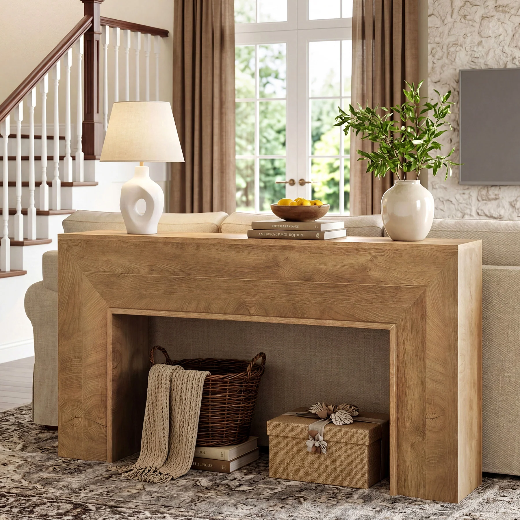 63" Console Table, Farmhouse Entryway Sofa Table for Hallway, Living Room - Image 4