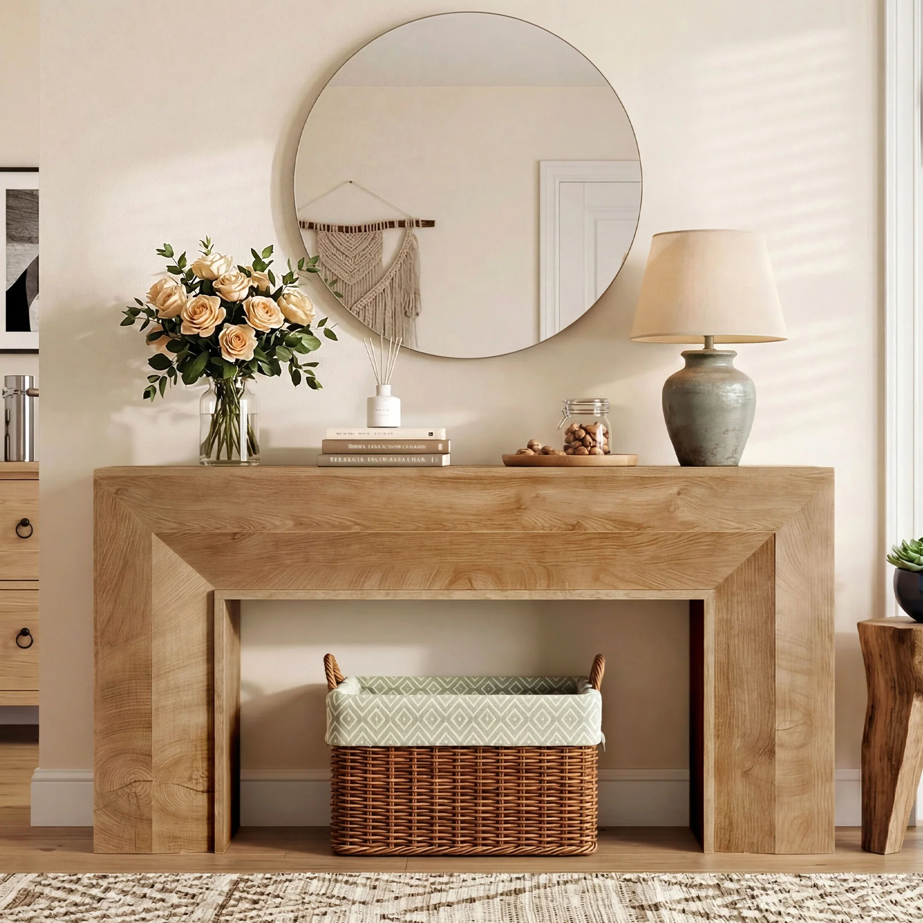 63" Console Table, Farmhouse Entryway Sofa Table for Hallway, Living Room - Image 5
