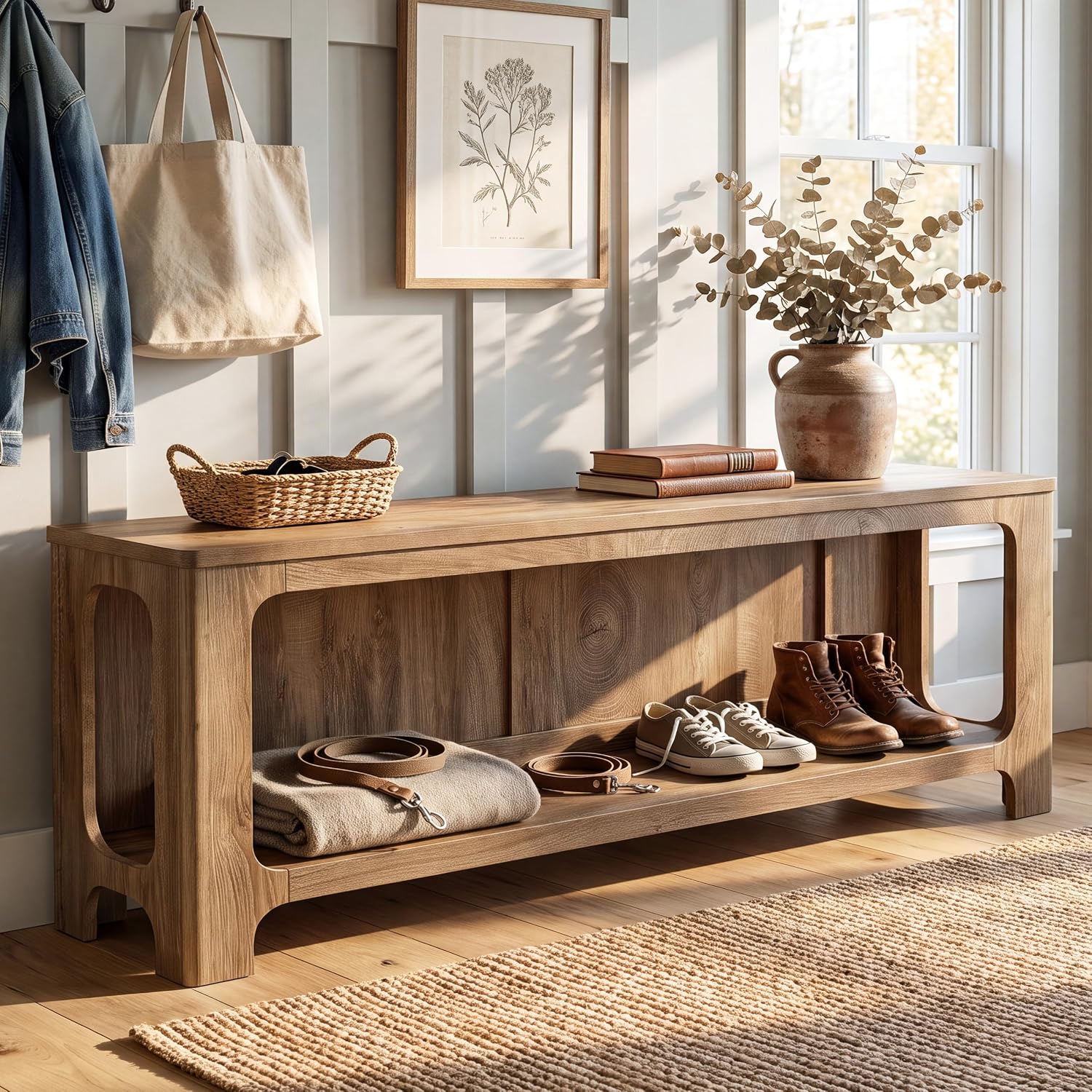 63" Console Table with Storage Shelf, 2-Tier Narrow Entryway Table for Hallway - Image 3