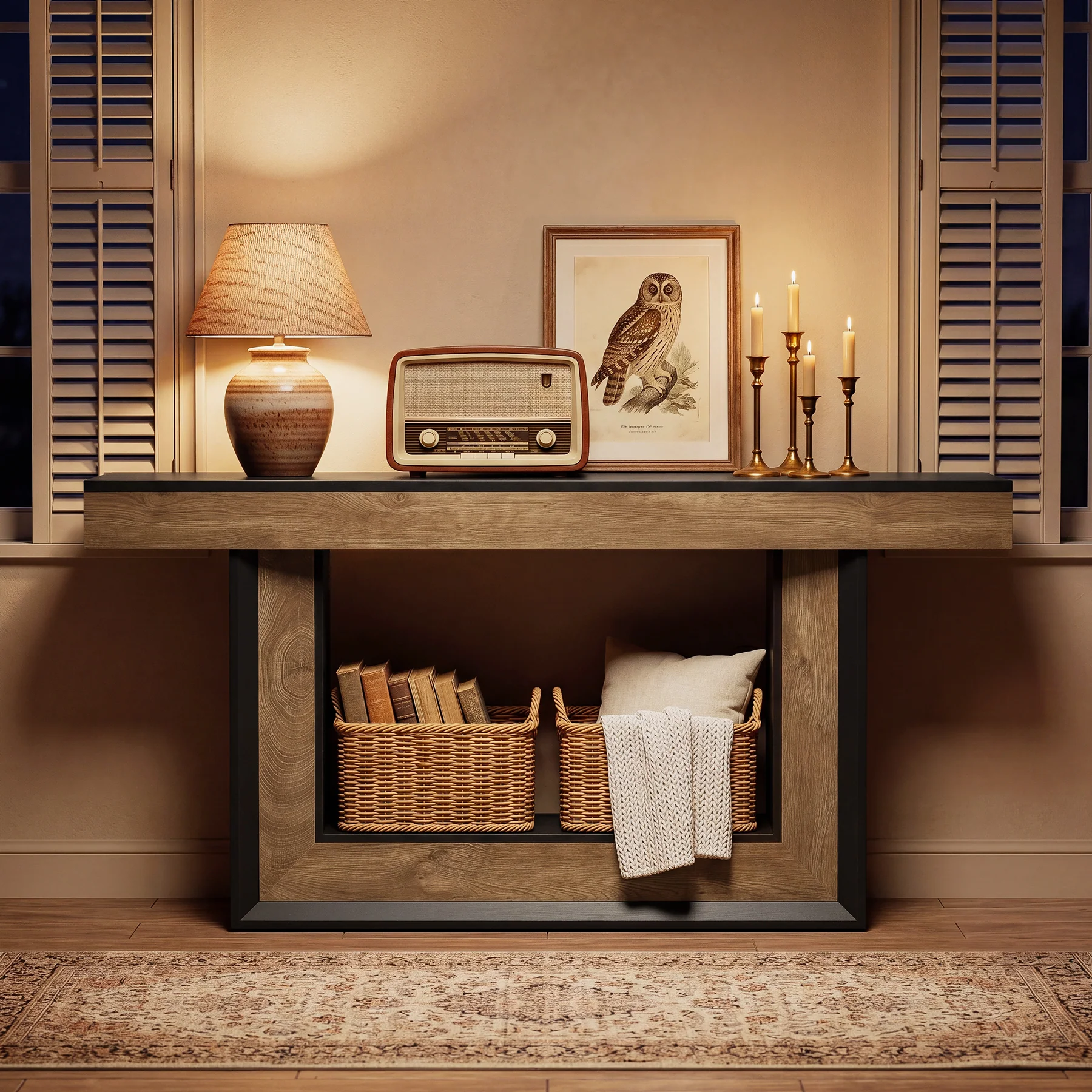 63" Console Table with U-Shaped Base, 2-Tier Narrow Sofa Table for Entryway - Image 5