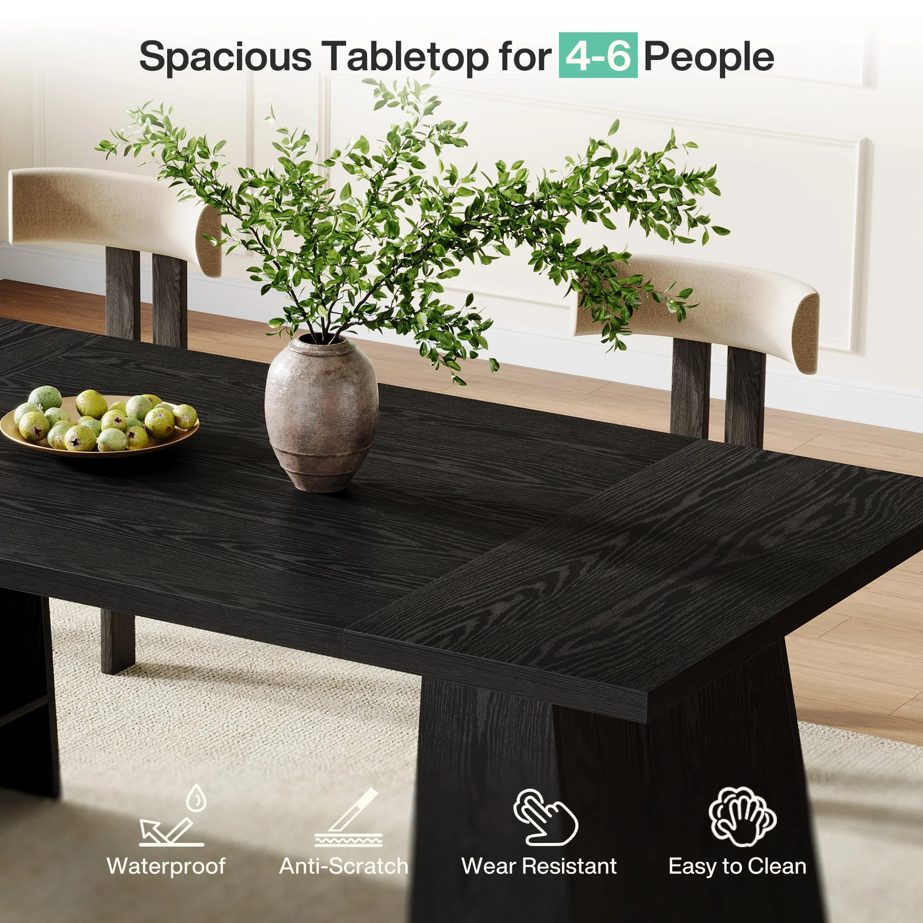 63" Dining Table for 4-6 People, Modern Kitchen Table with Storage Shelves - Image 6