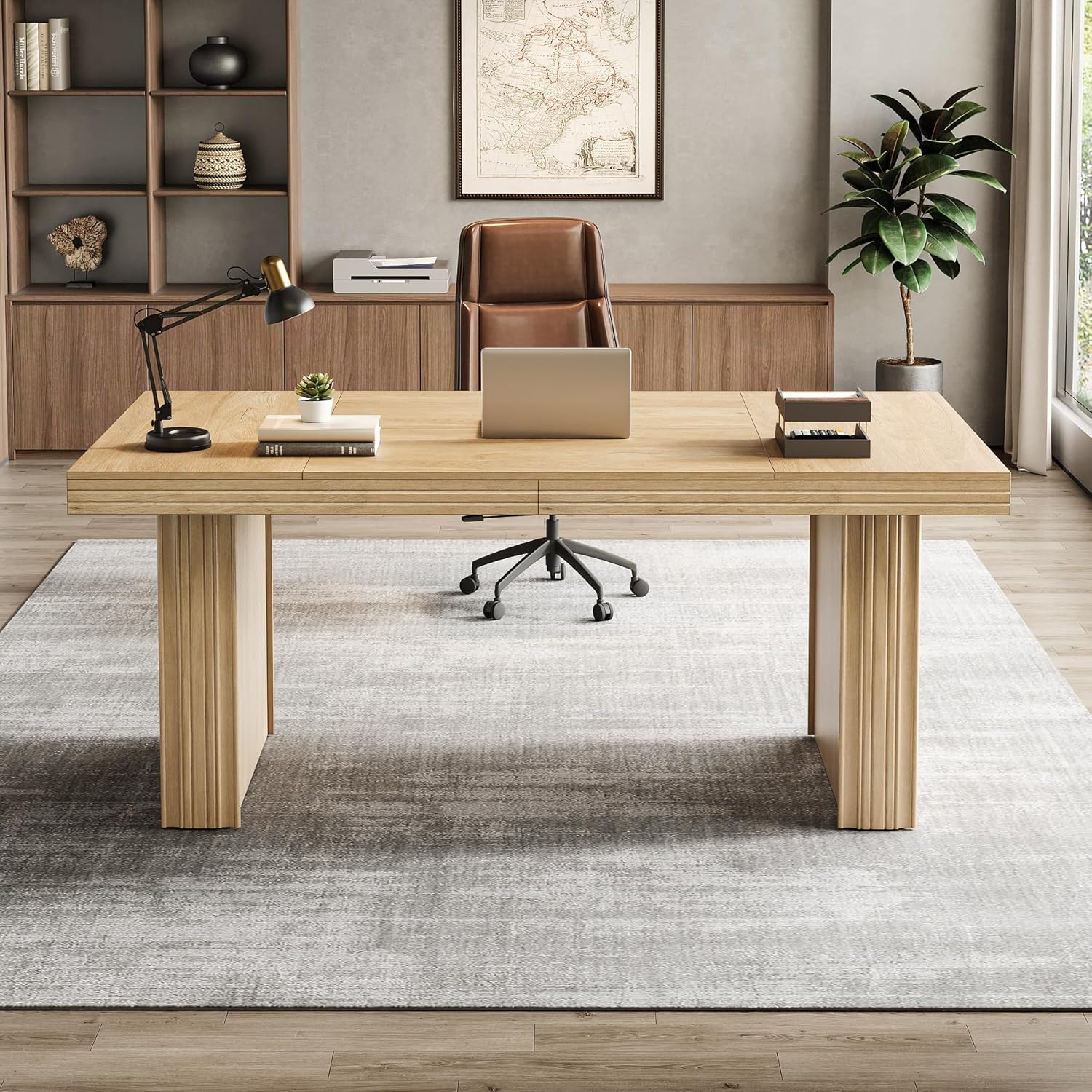 63" Executive Desk, Large Computer Desk with Heavy-Duty Legs - Image 6