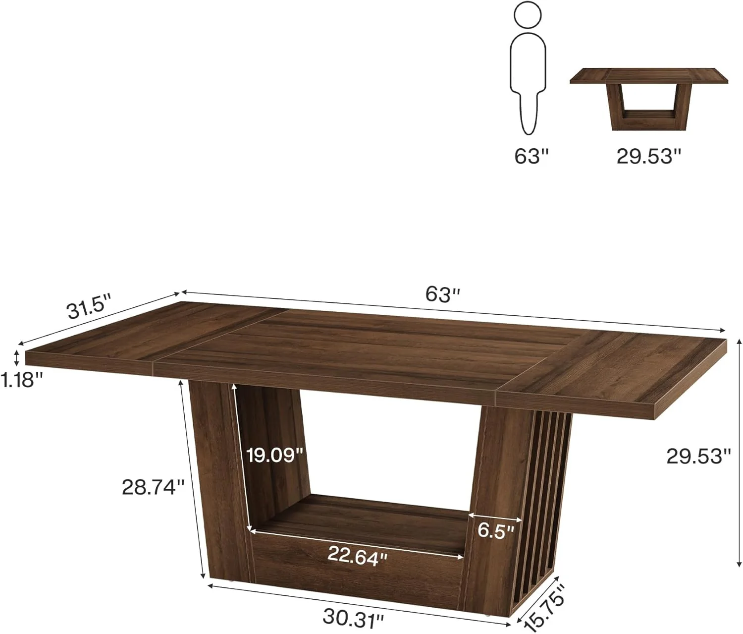 63" Executive Desk, Modern Computer Desk with Robust Base - Image 2