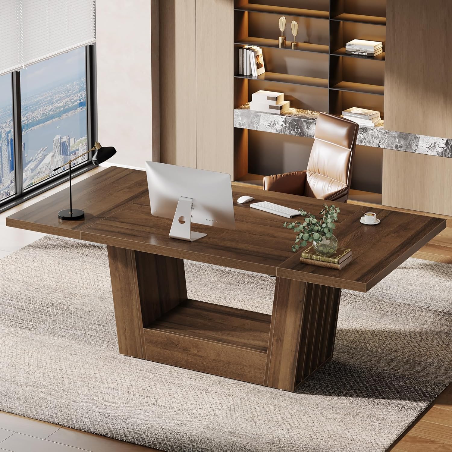 63" Executive Desk, Modern Computer Desk with Robust Base - Image 3