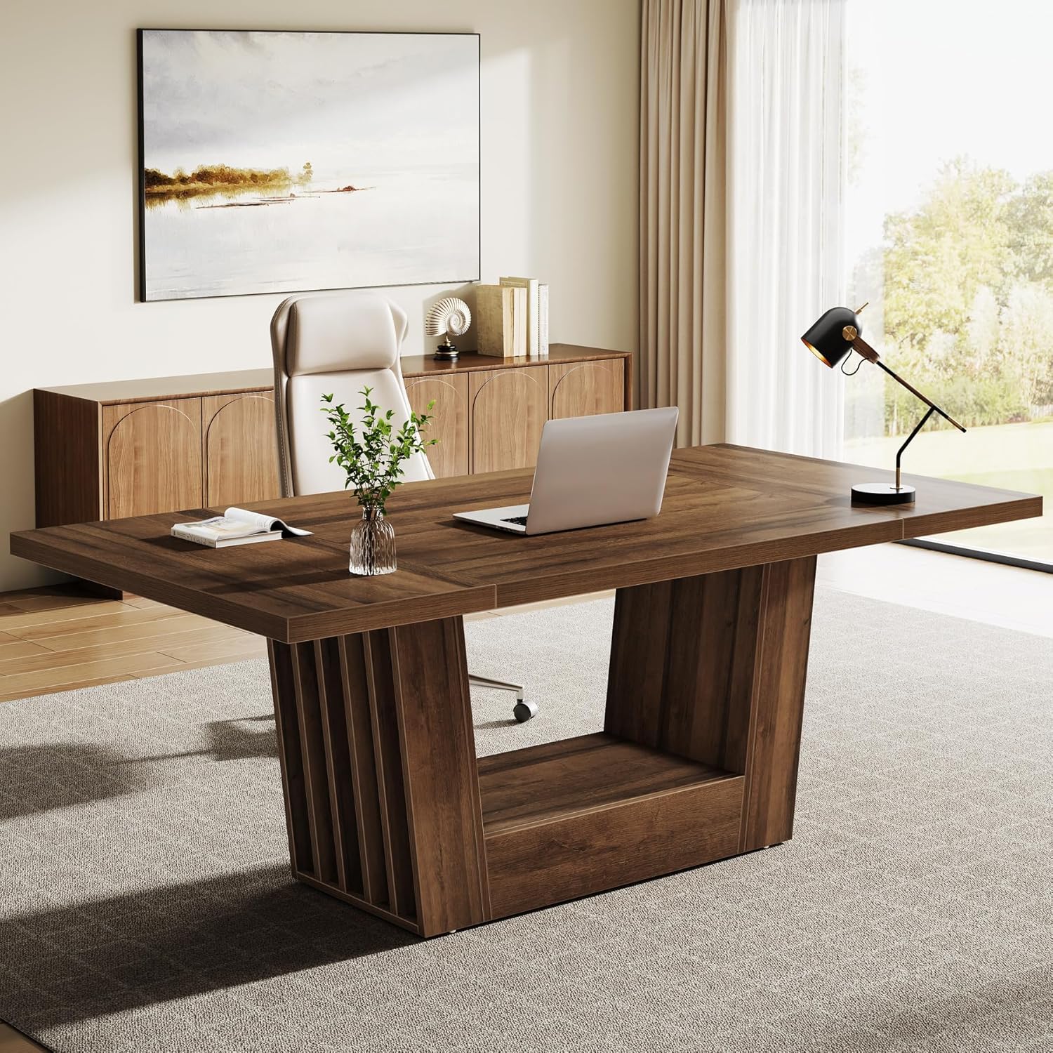 63" Executive Desk, Modern Computer Desk with Robust Base - Image 4