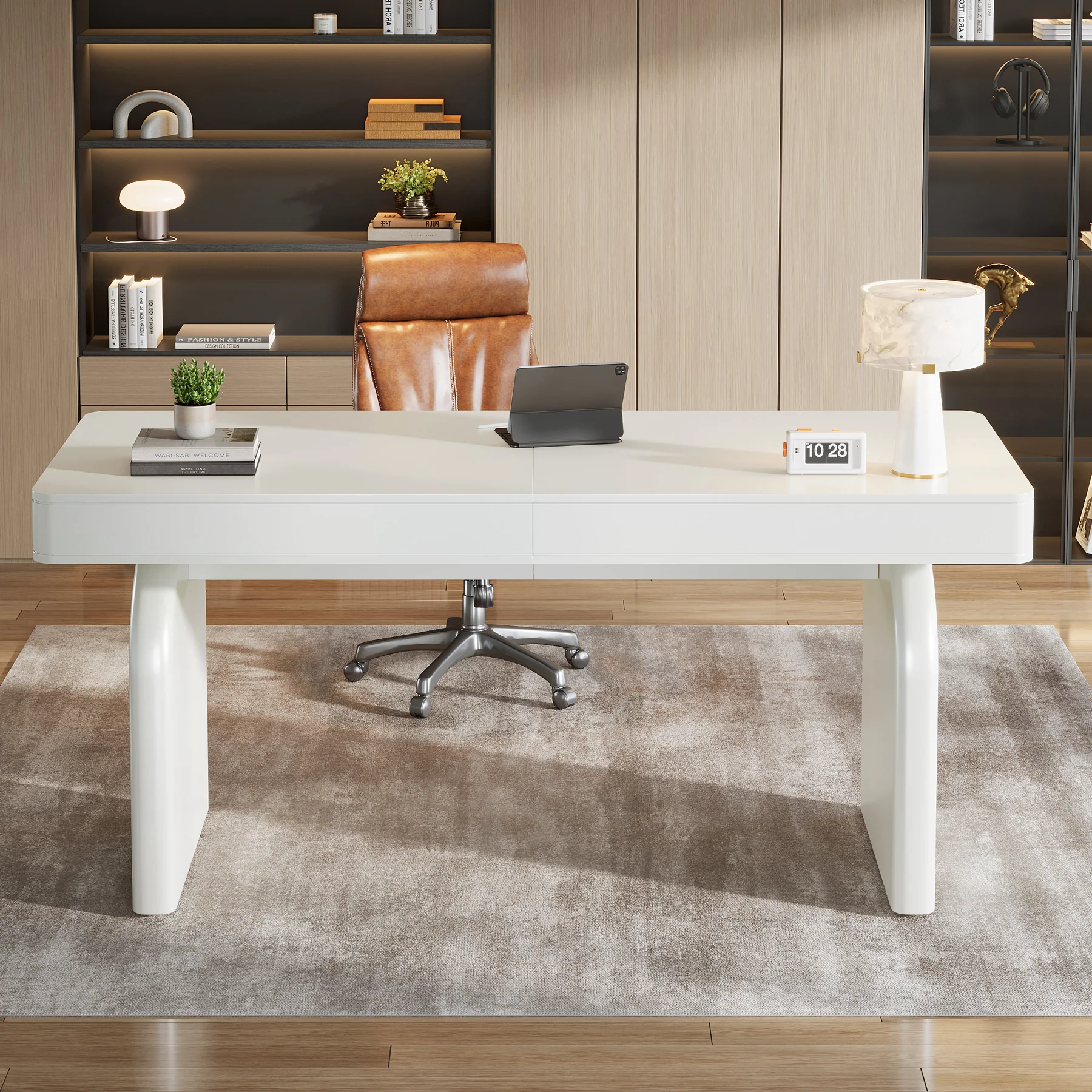 63" Executive Desk, Modern Office Computer Desk with 2 Storage Drawers - Image 6