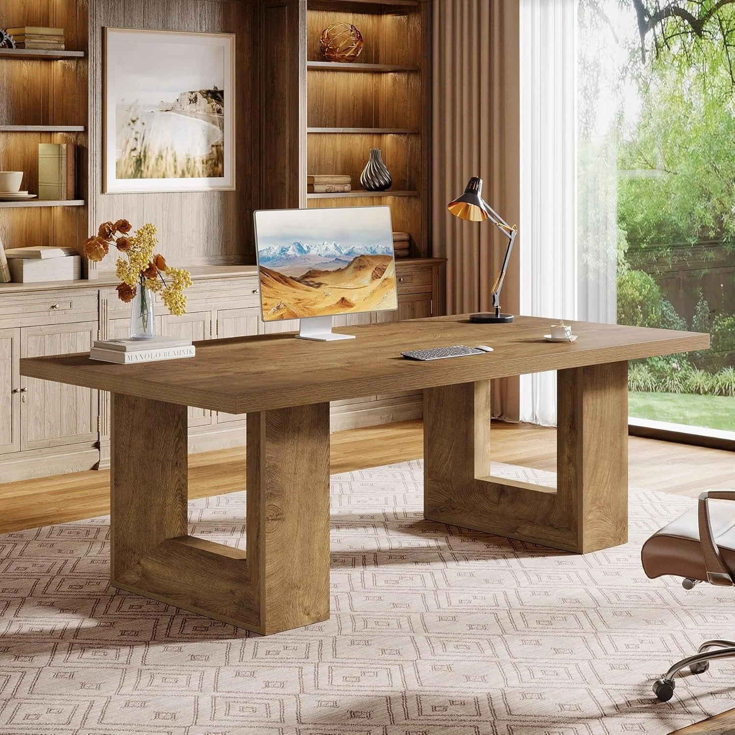 62.99" Executive Desk, Rectangular Computer Desk Conference Table for 6-8
