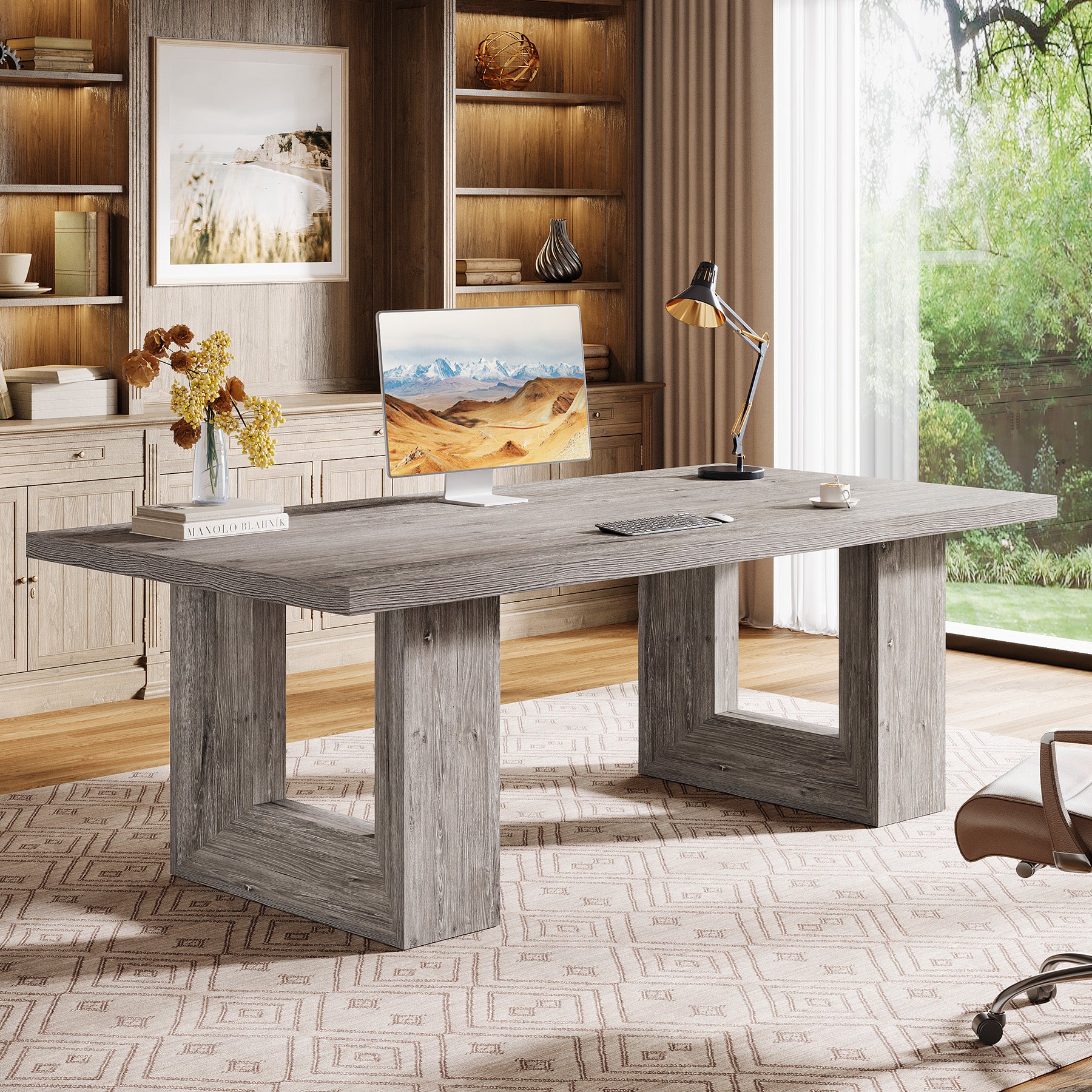 62.99" Executive Desk, Rectangular Computer Desk Conference Table for 6-8 - Image 10