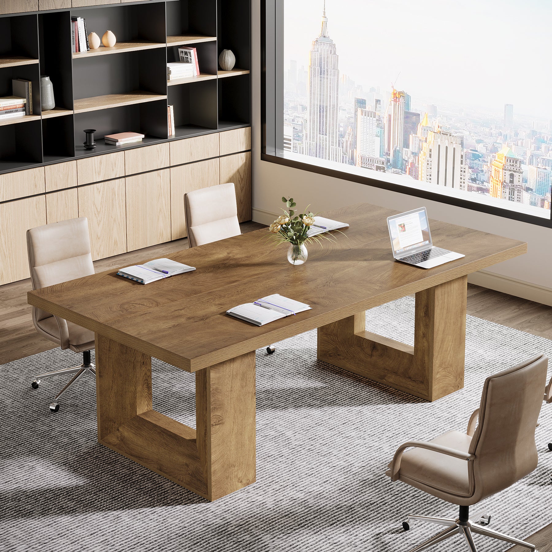 62.99" Executive Desk, Rectangular Computer Desk Conference Table for 6-8 - Image 3