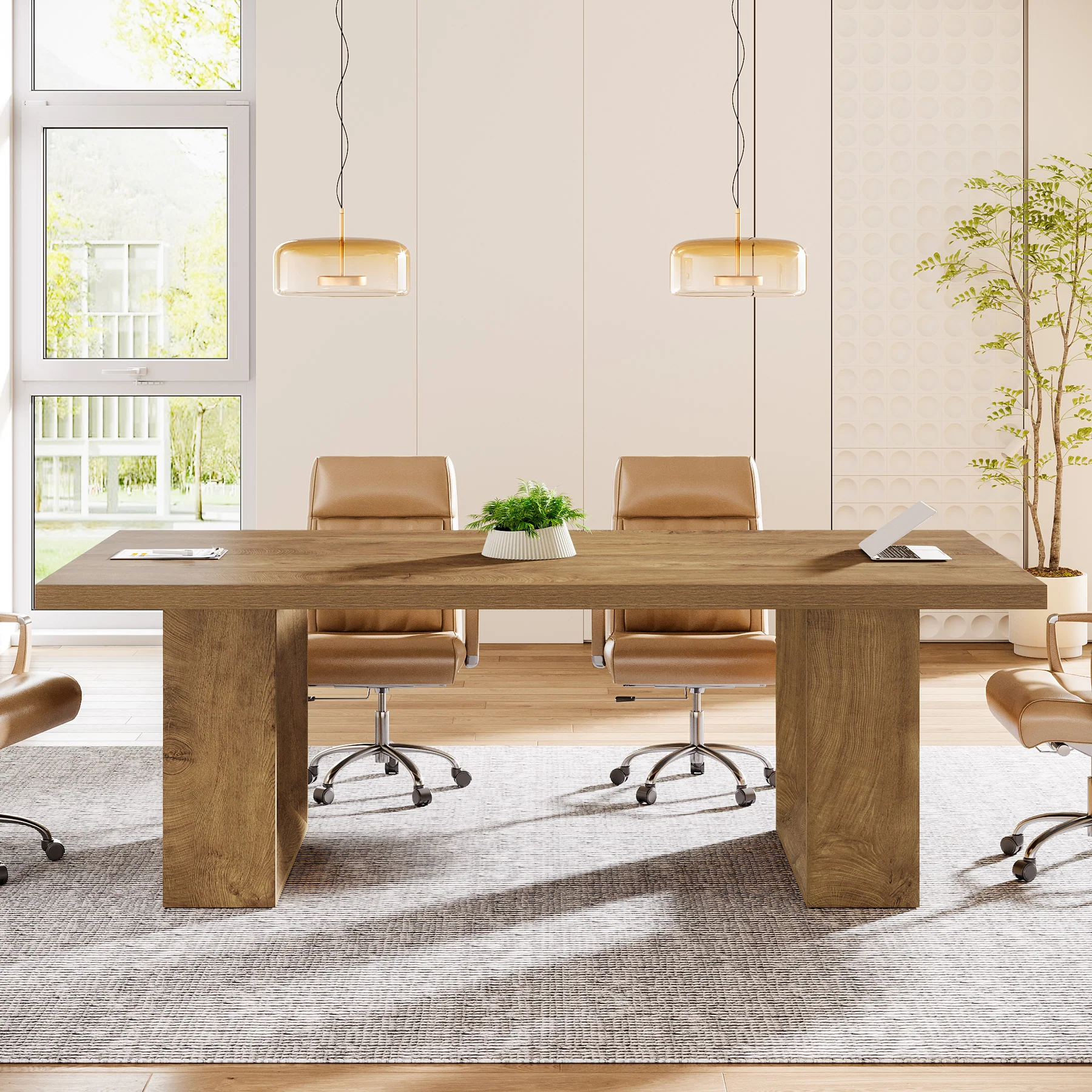 62.99" Executive Desk, Rectangular Computer Desk Conference Table for 6-8 - Image 5