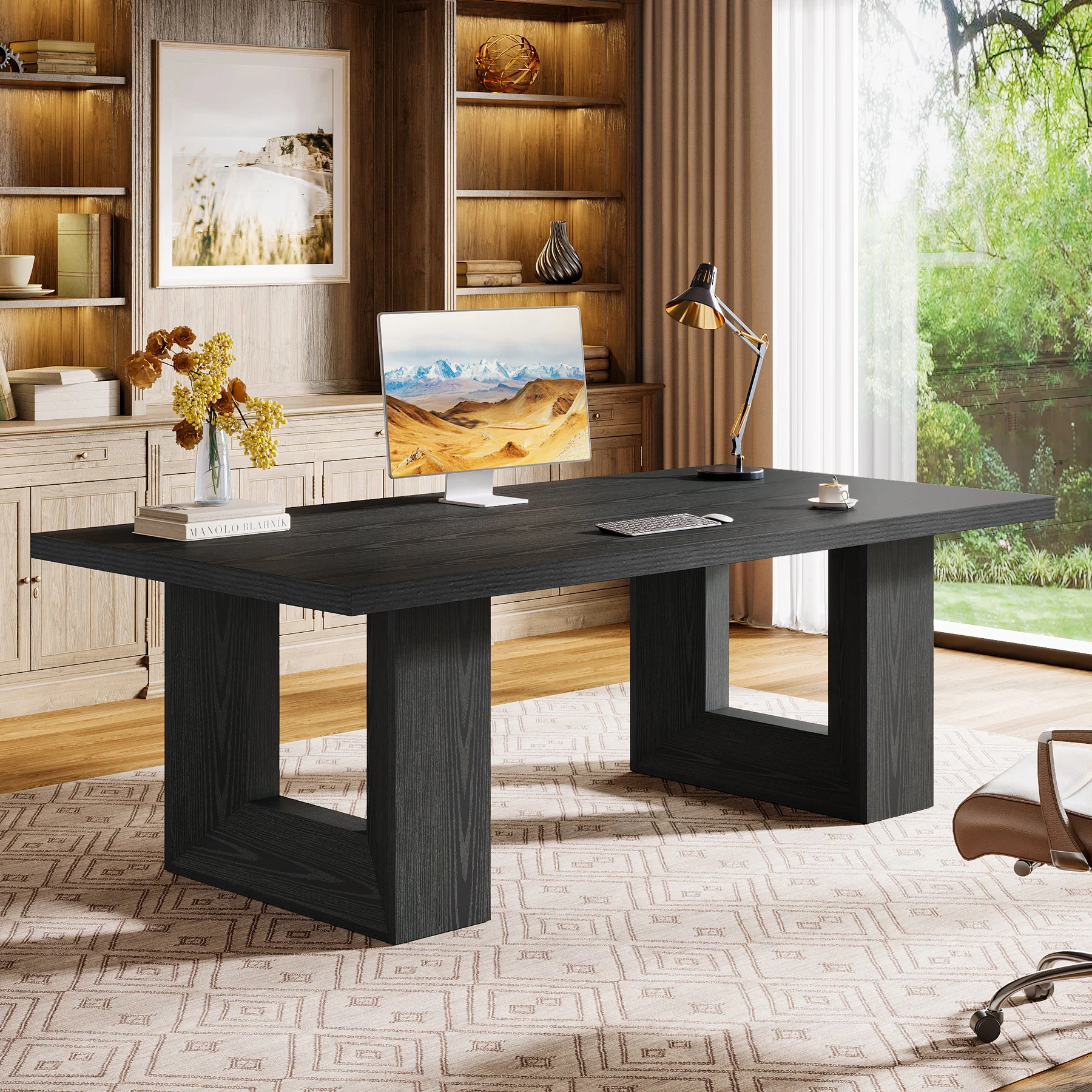 62.99" Executive Desk, Rectangular Computer Desk Conference Table for 6-8 - Image 8