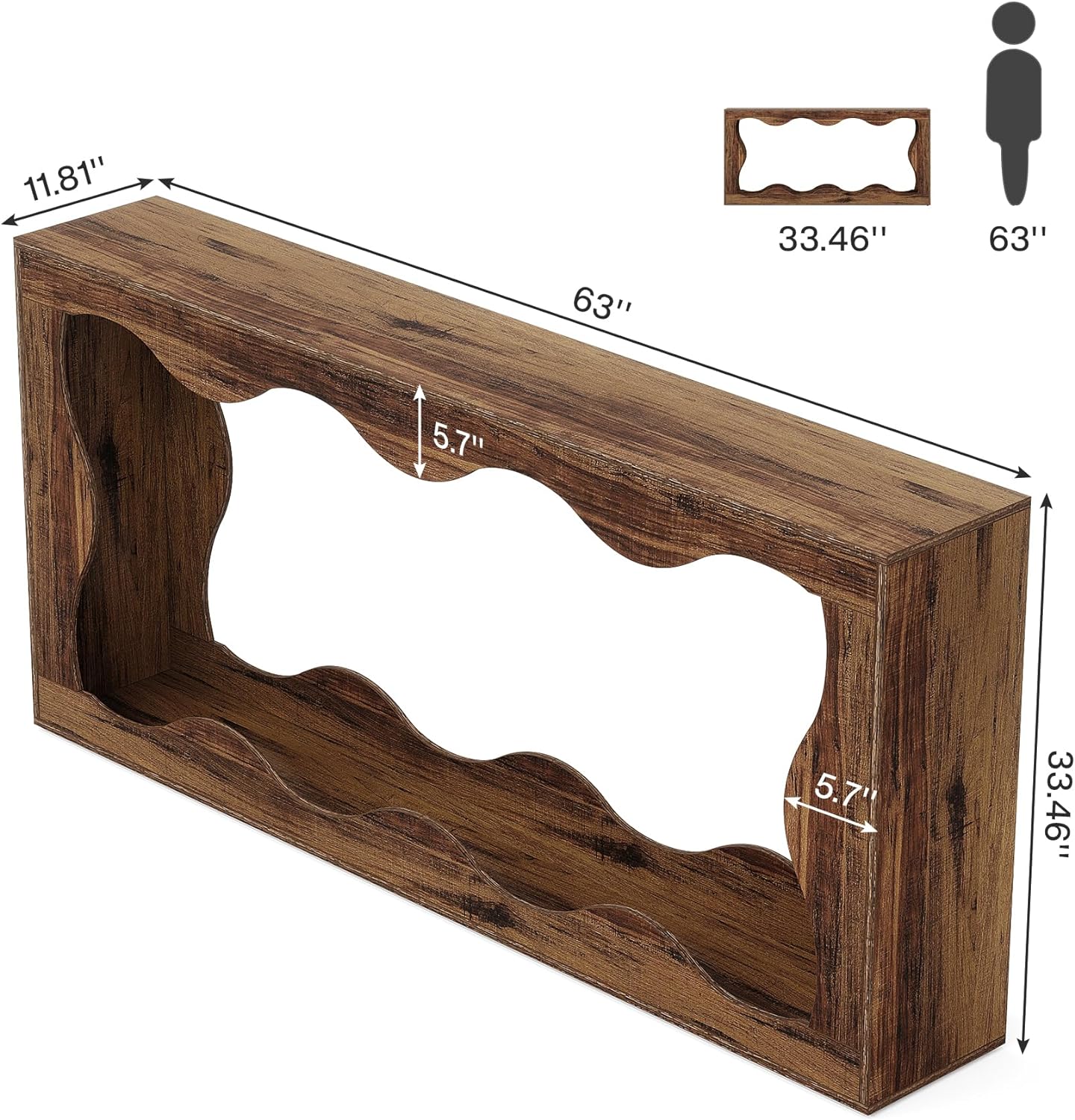 63" Console Table, Farmhouse Entryway Table Couch Table Behind Sofa - Image 2