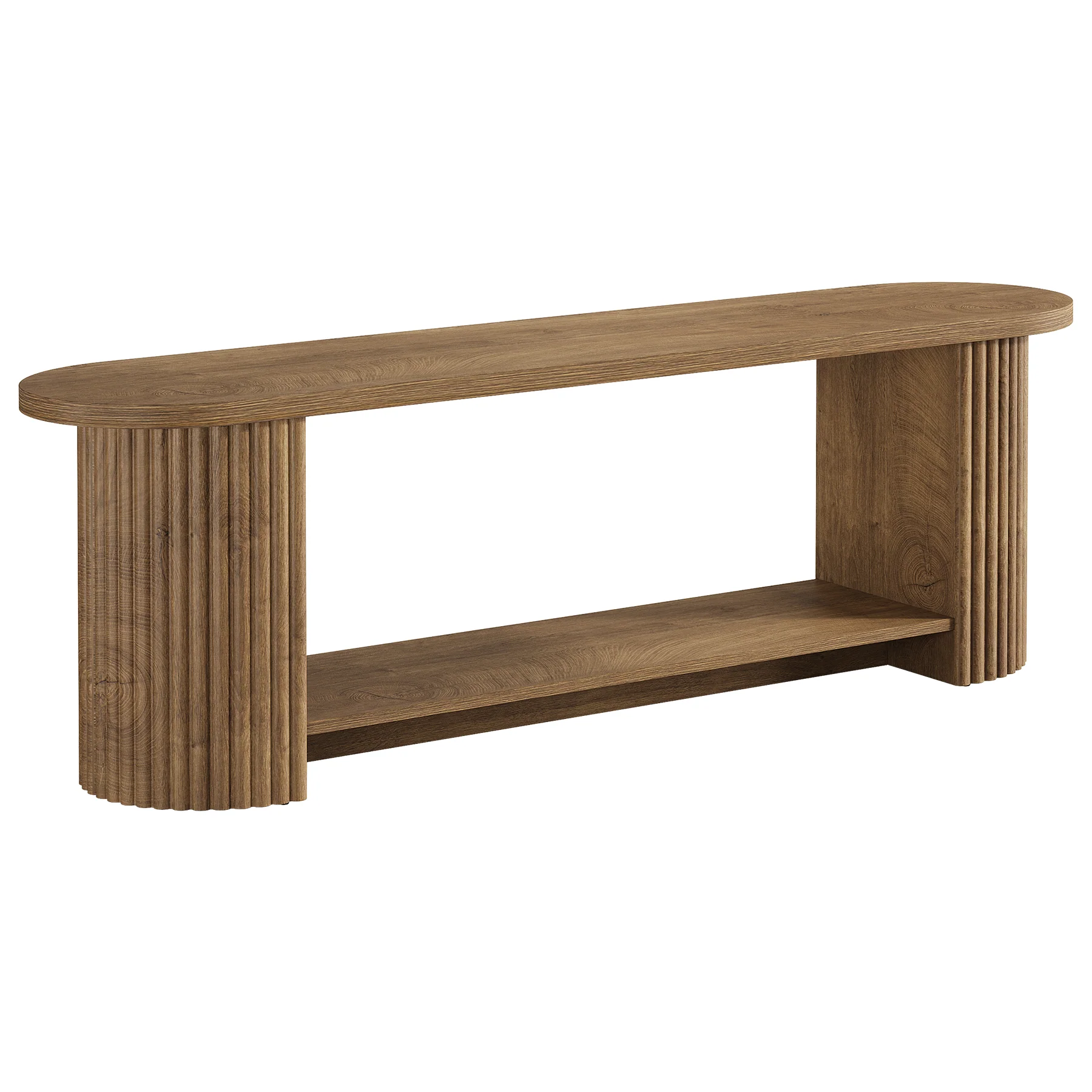 63” Fluted TV Stand, Farmhouse Entertainment Center with Storage Shelf - Image 8