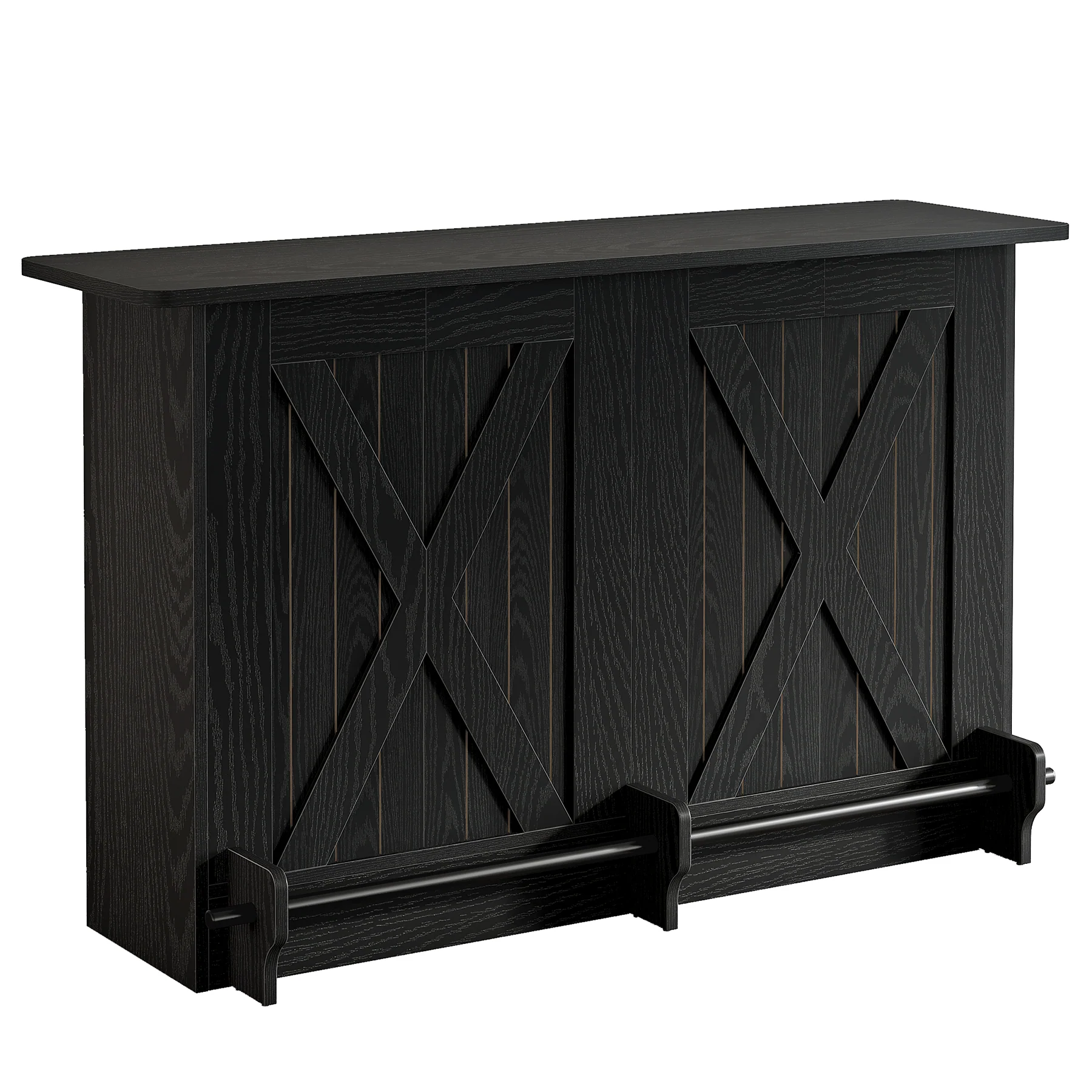 63" Home Bar Unit, 2-Tier Bar Table Coffee Cabinet with Footrest - Image 12