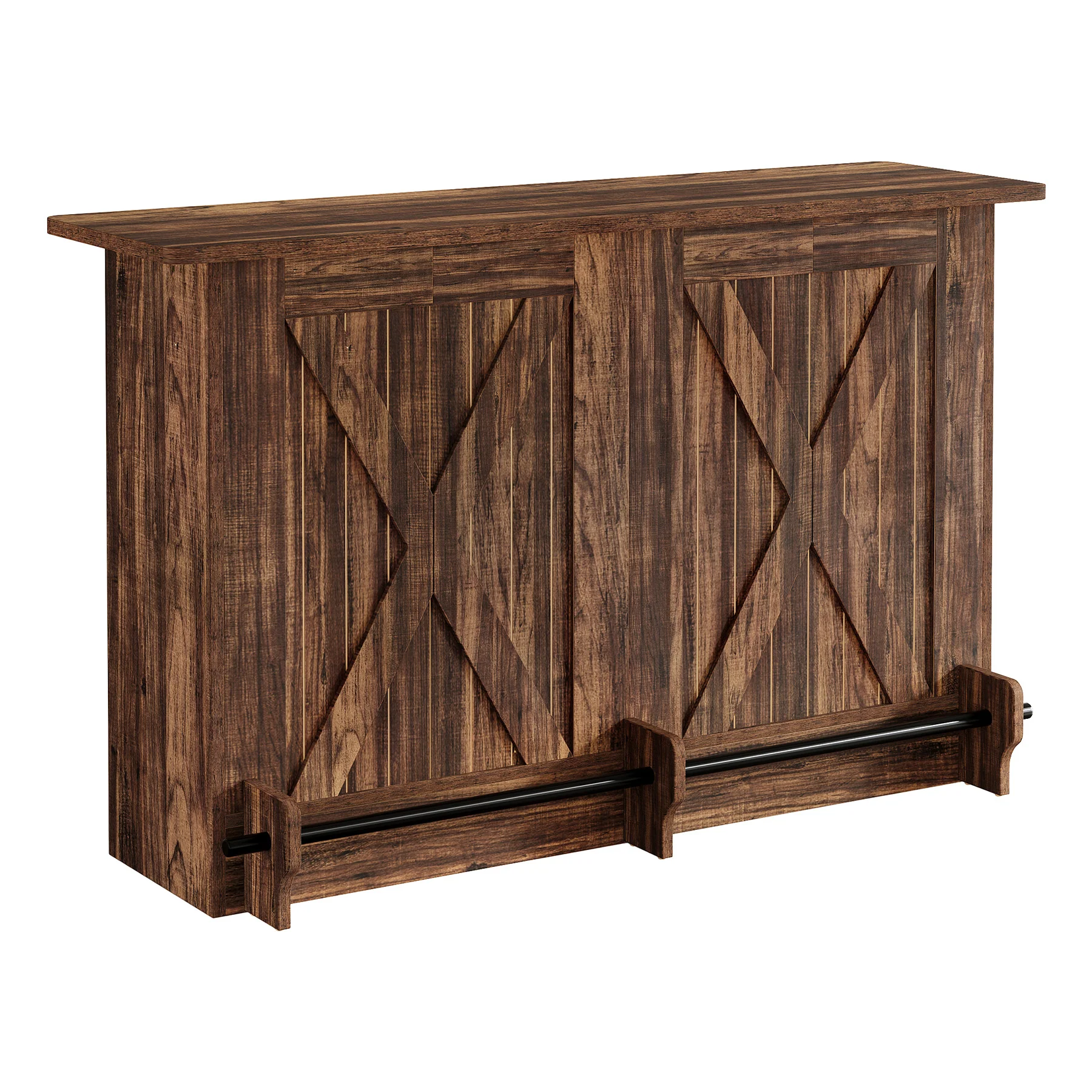 63" Home Bar Unit, 2-Tier Bar Table Coffee Cabinet with Footrest - Image 14