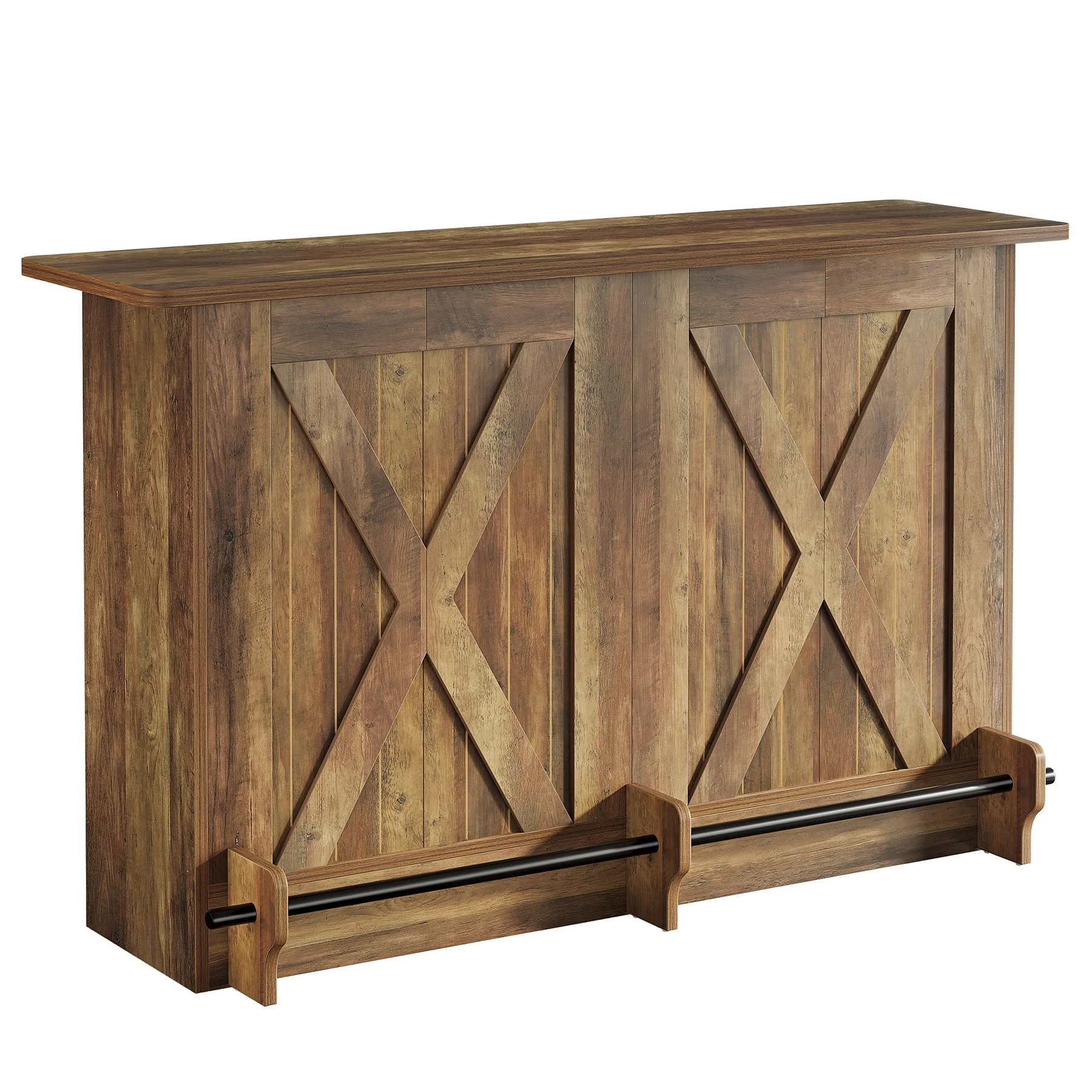 63" Home Bar Unit, 2-Tier Bar Table Coffee Cabinet with Footrest - Image 15
