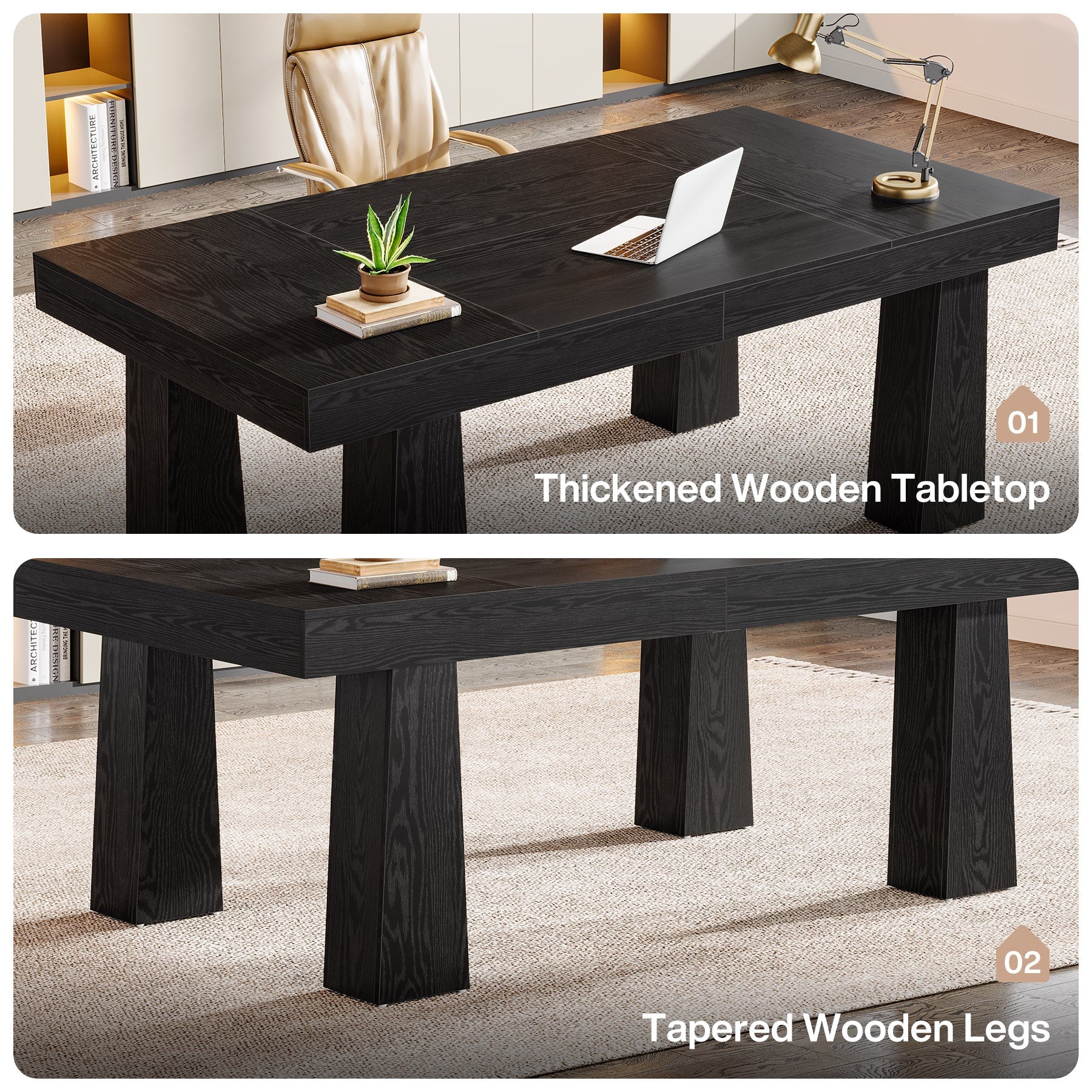 63" Executive Desk, Modern Home Office Desk Computer Desk - Image 7